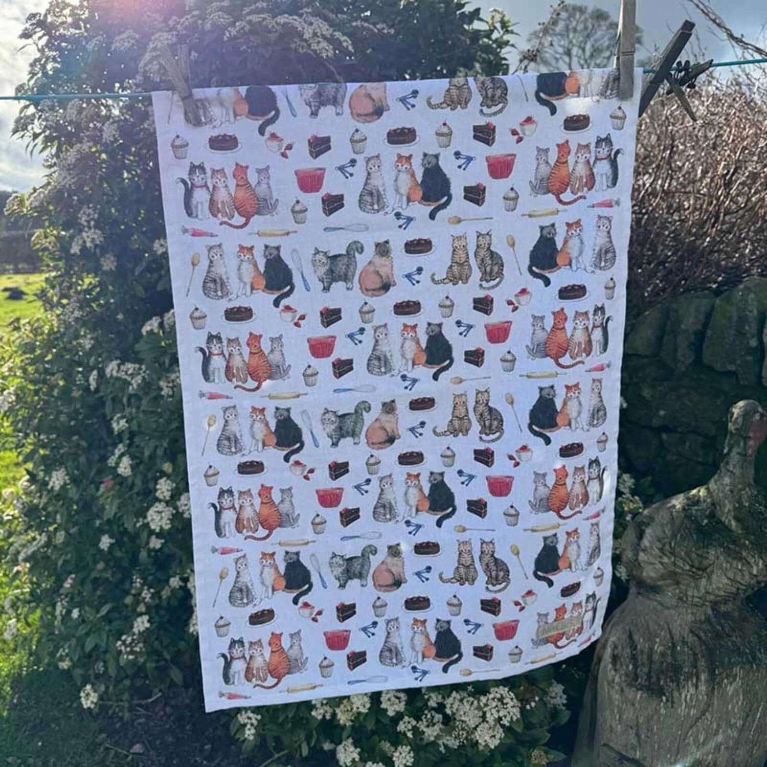 Alex Clark 100% Cotton Tea Towel - Cats And Cakes - Image 2
