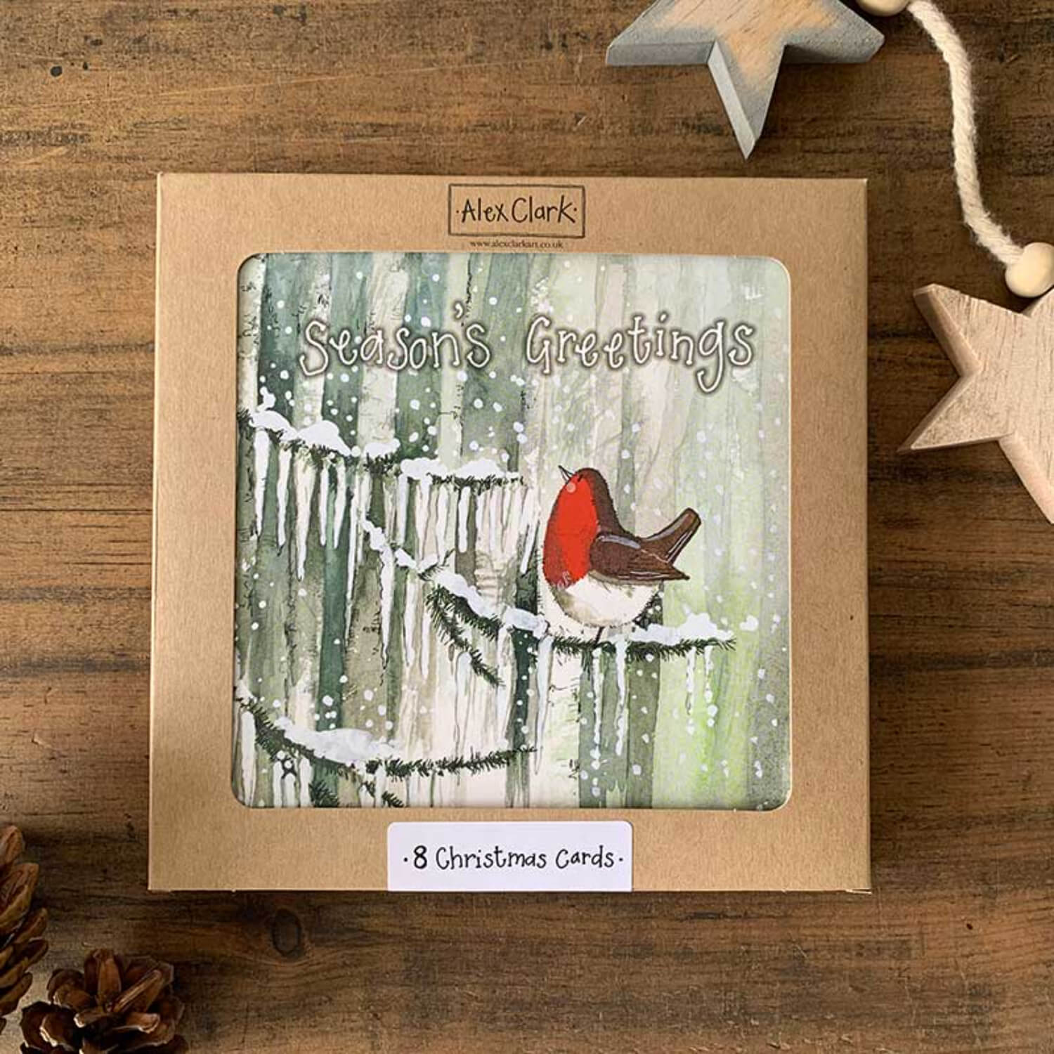 Alex Clark 8-Pack Boxed Christmas Cards - Christmas Robin - Image 3