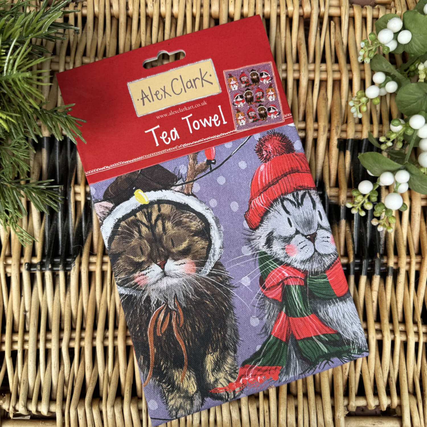 Alex Clark Christmas 100% Cotton Tea Towel - Cats - Image 2