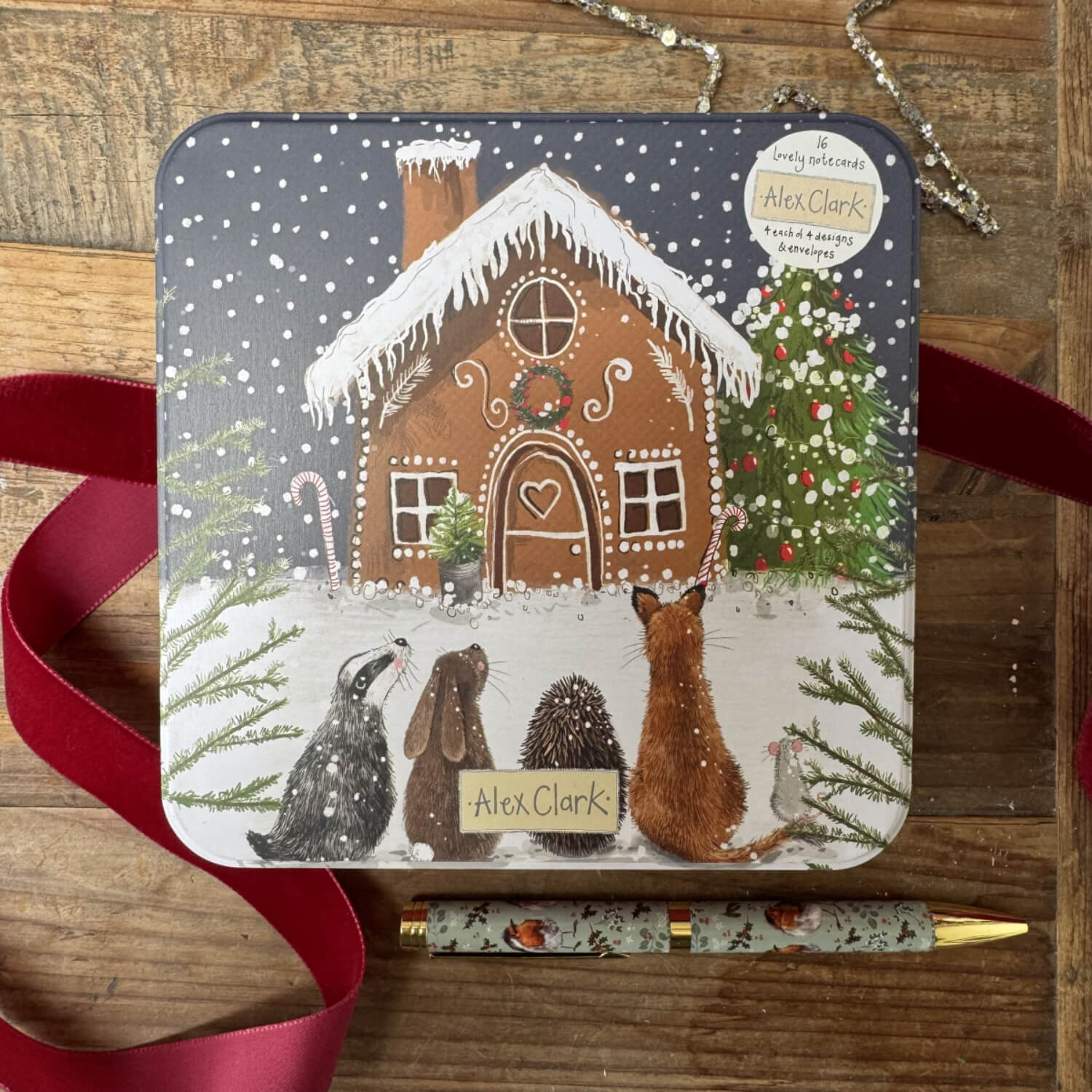 Alex Clark Christmas 16-Pack Notecard Tin - Woodland Animals - Image 2