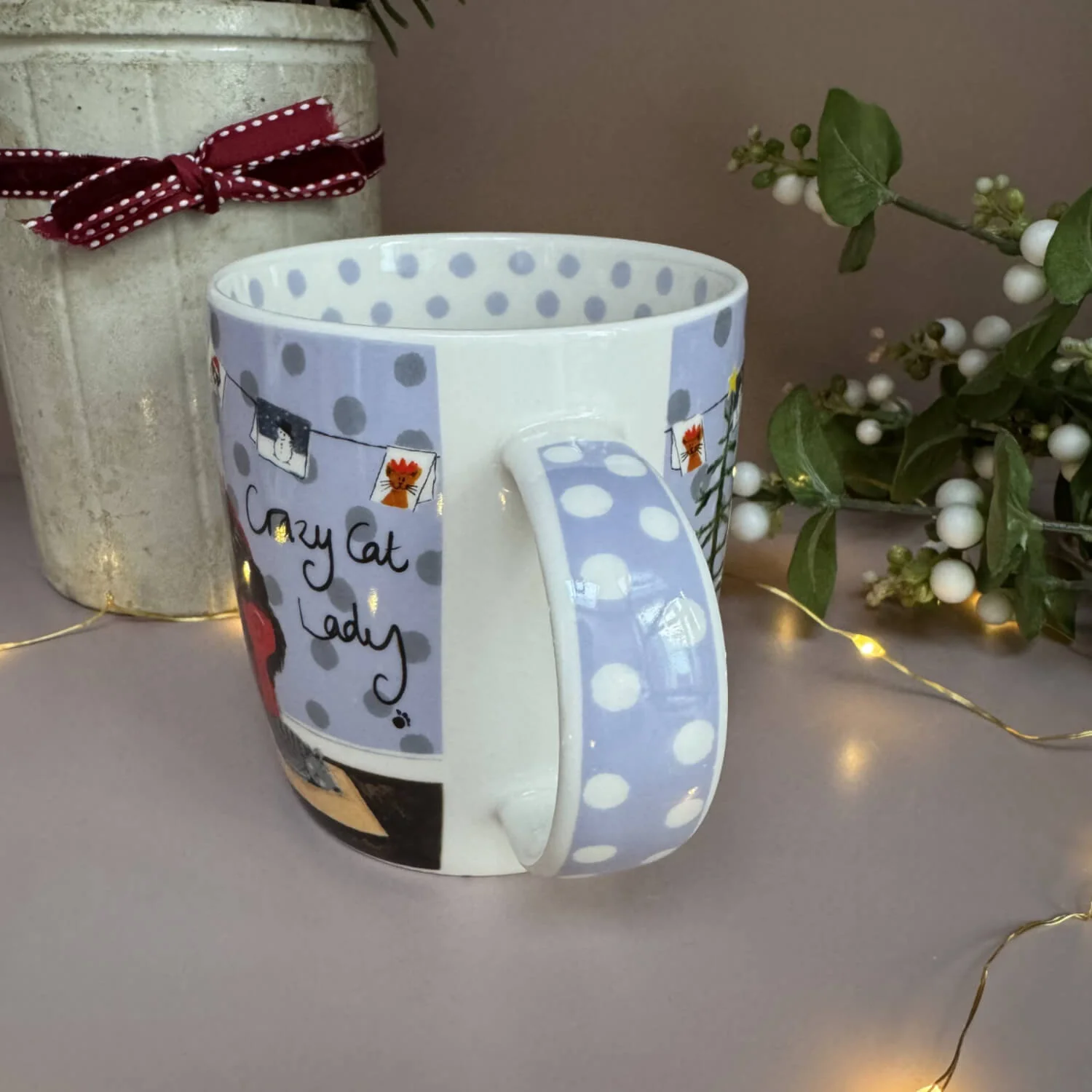 Alex Clark Christmas 400ml China Mug - Crazy Cat Lady - Image 4