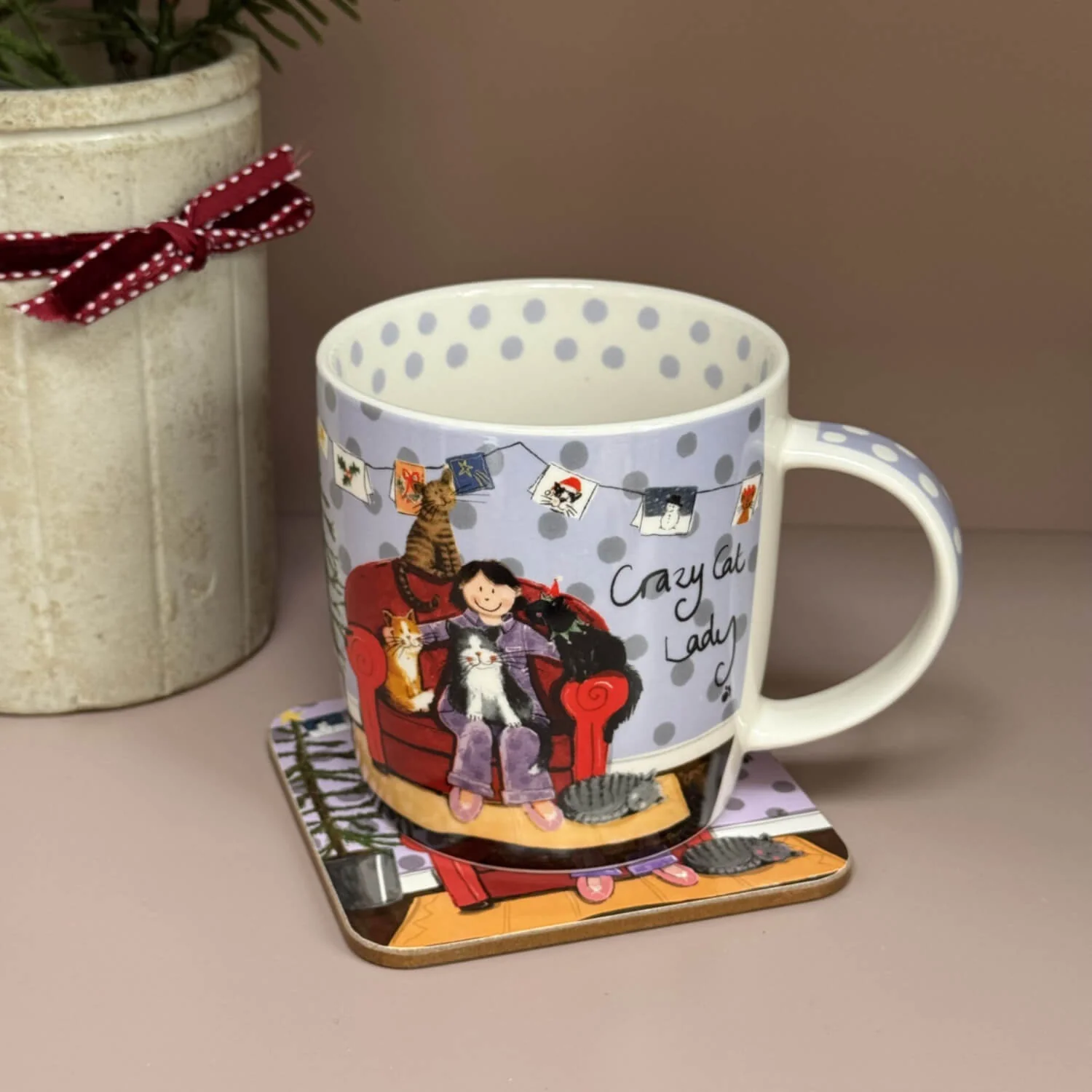 Alex Clark Christmas 400ml China Mug - Crazy Cat Lady - Image 5