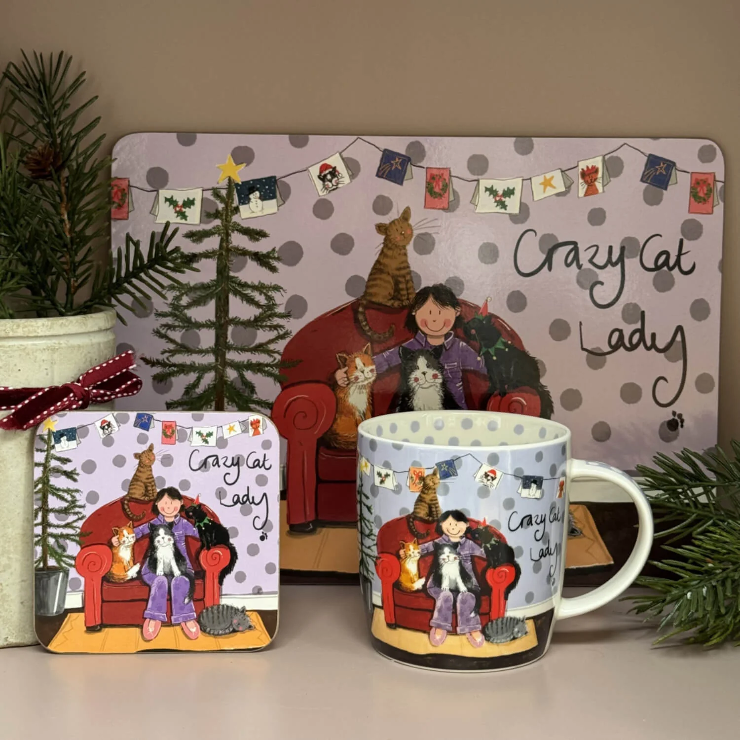 Alex Clark Christmas 400ml China Mug - Crazy Cat Lady - Image 6
