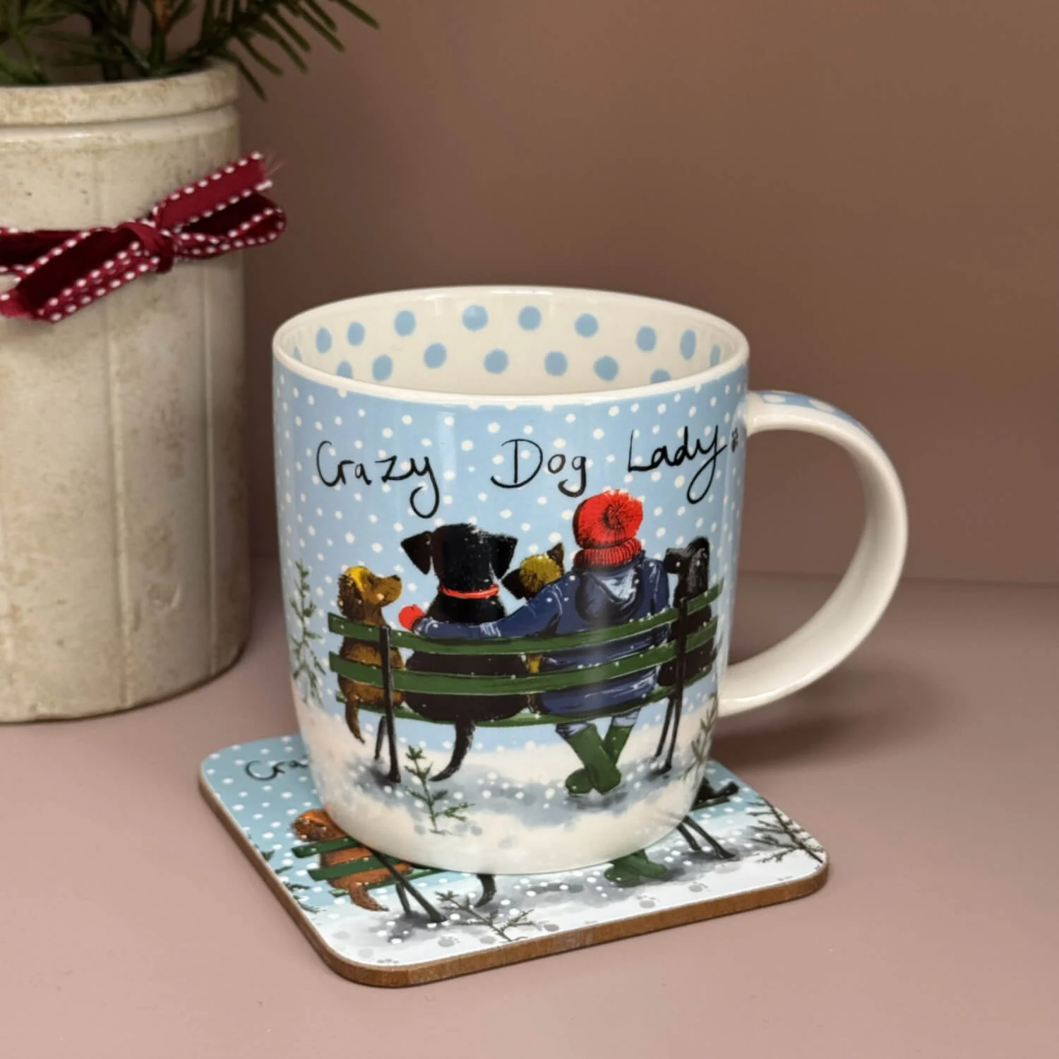 Alex Clark Christmas 400ml China Mug - Crazy Dog Lady - Image 3