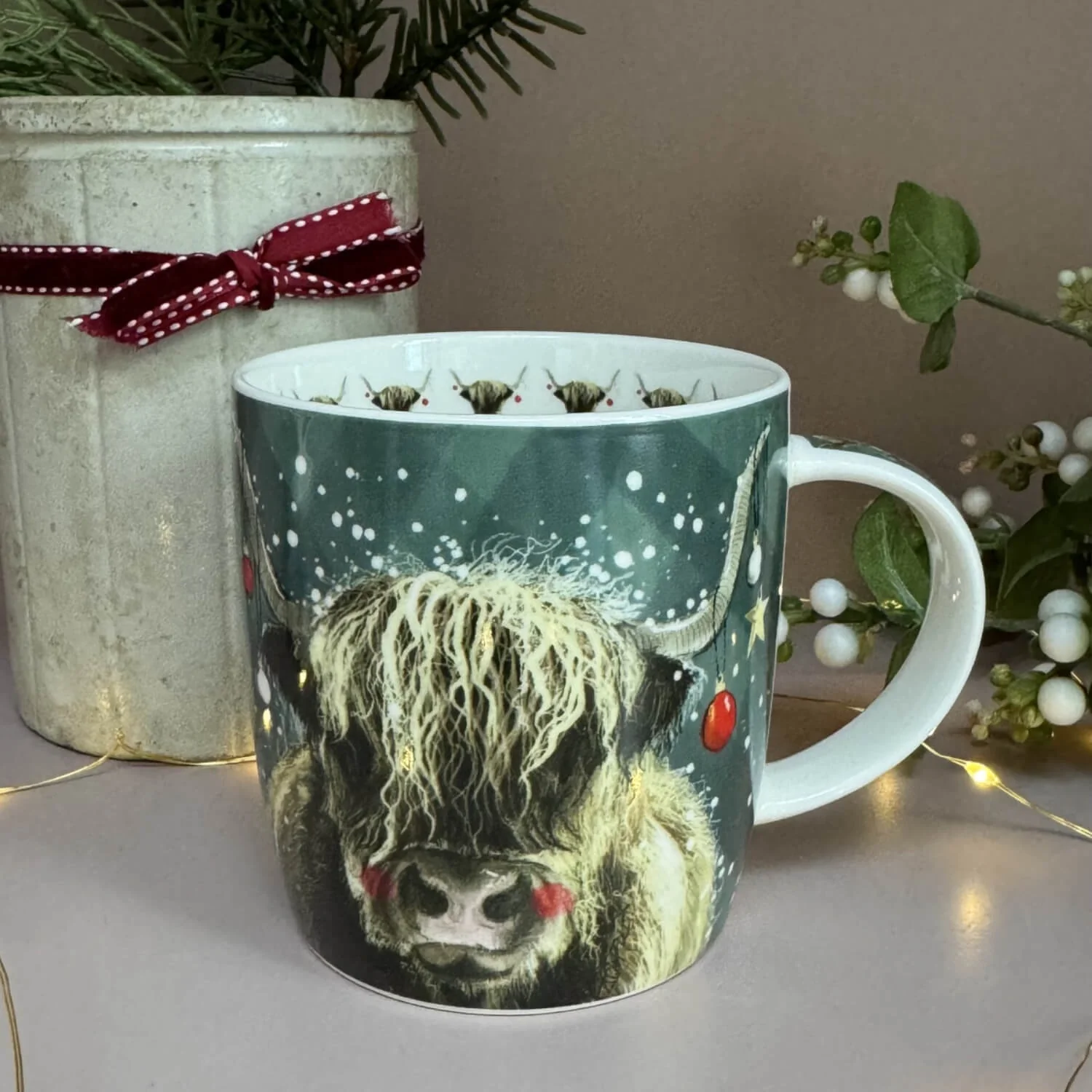Alex Clark Christmas 400ml China Mug - Highland Cow
