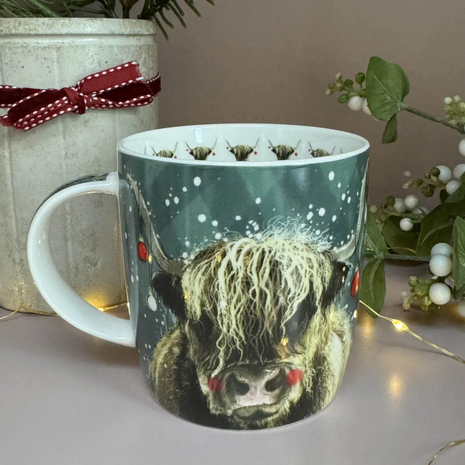 Alex Clark Christmas 400ml China Mug - Highland Cow - Image 2