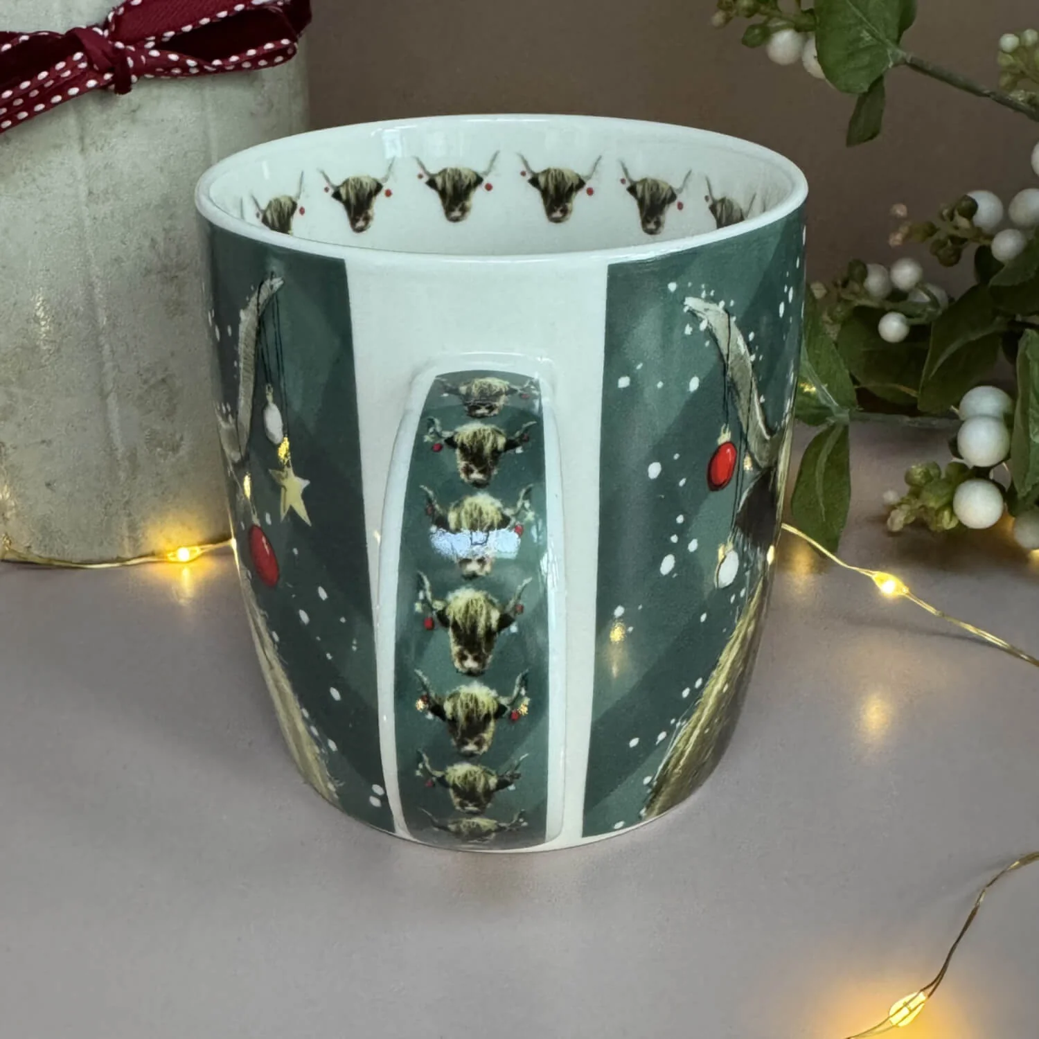 Alex Clark Christmas 400ml China Mug - Highland Cow - Image 3