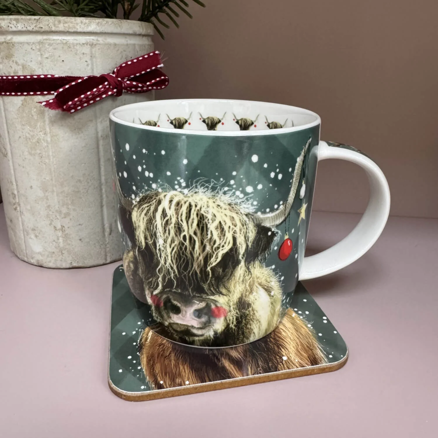 Alex Clark Christmas 400ml China Mug - Highland Cow - Image 4