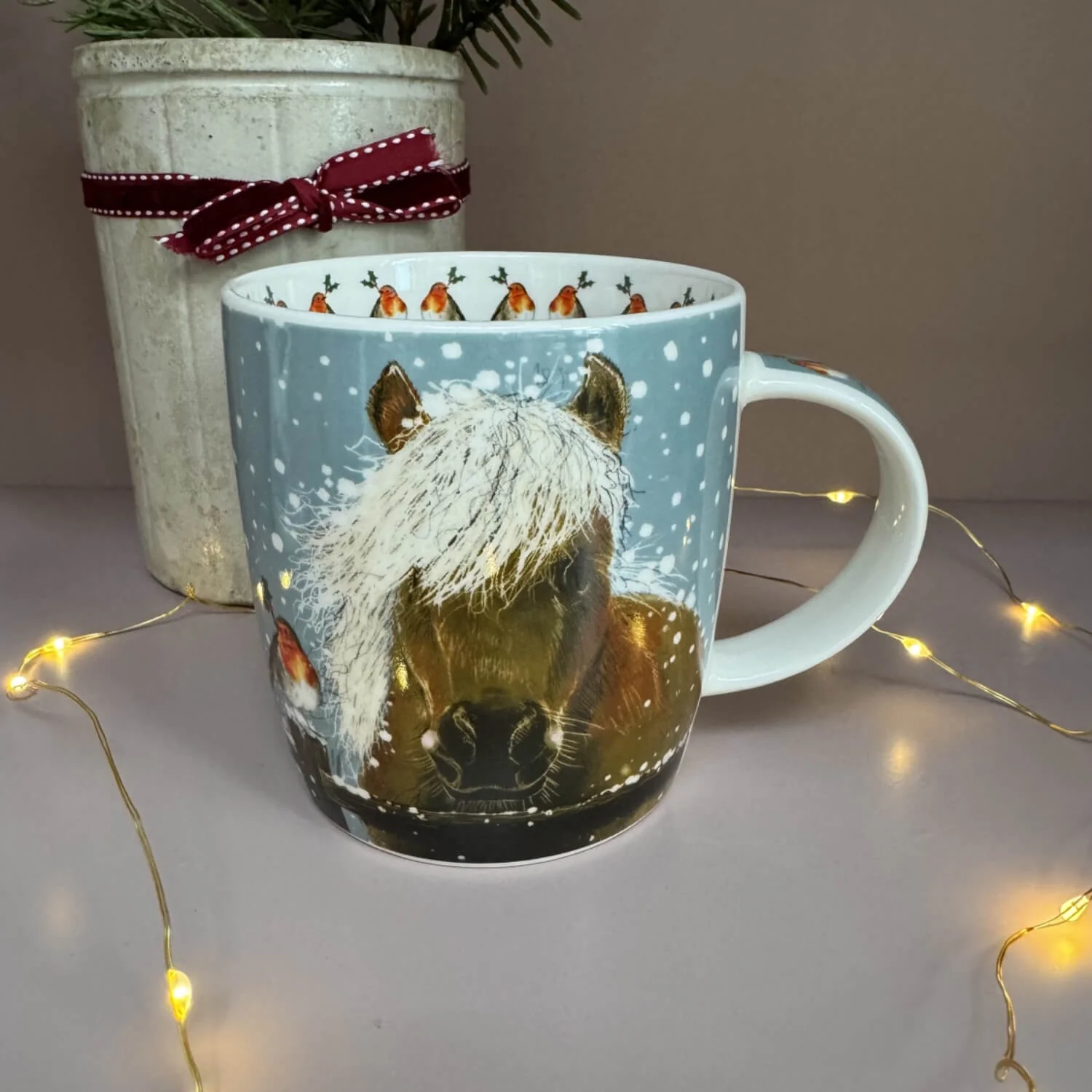 Alex Clark Christmas 400ml China Mug - Horse & Robin