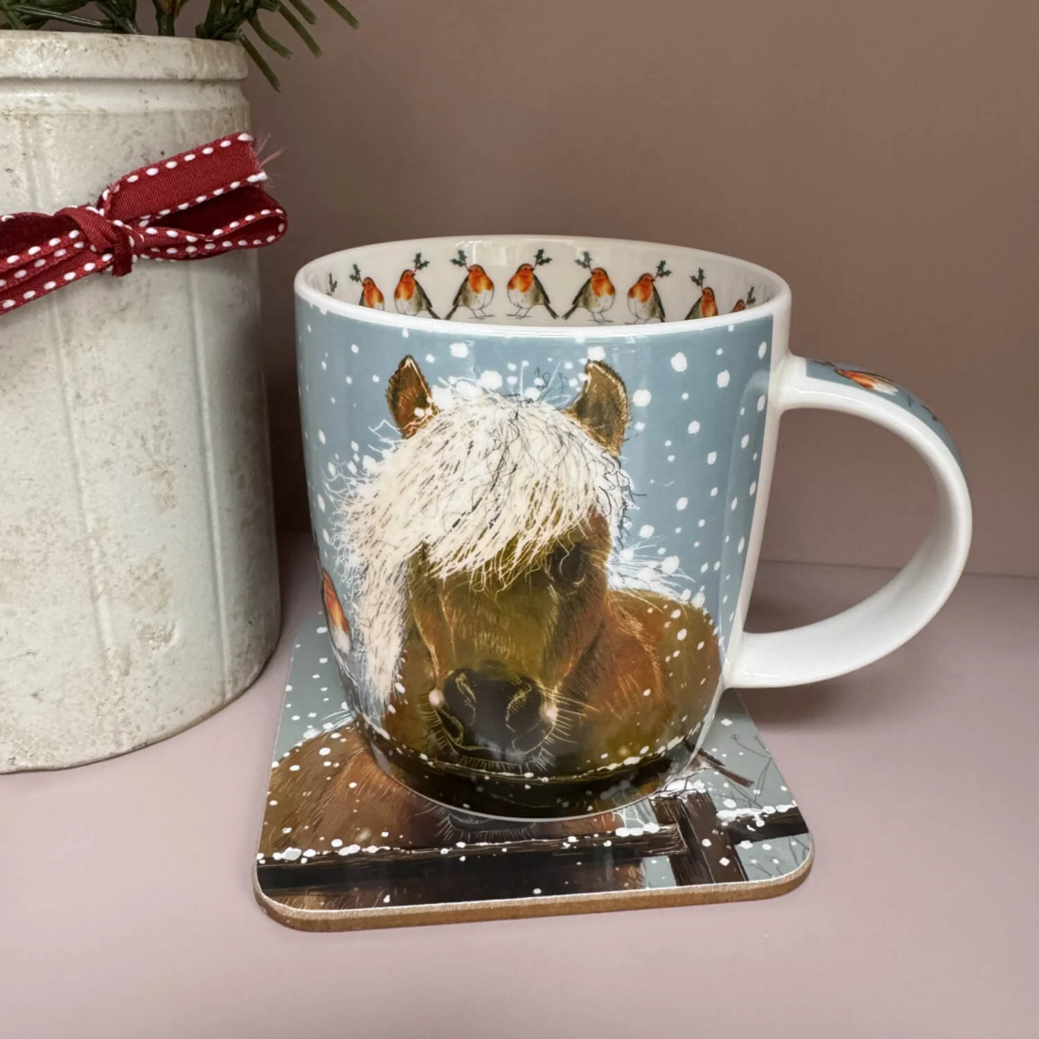 Alex Clark Christmas 400ml China Mug - Horse & Robin - Image 4