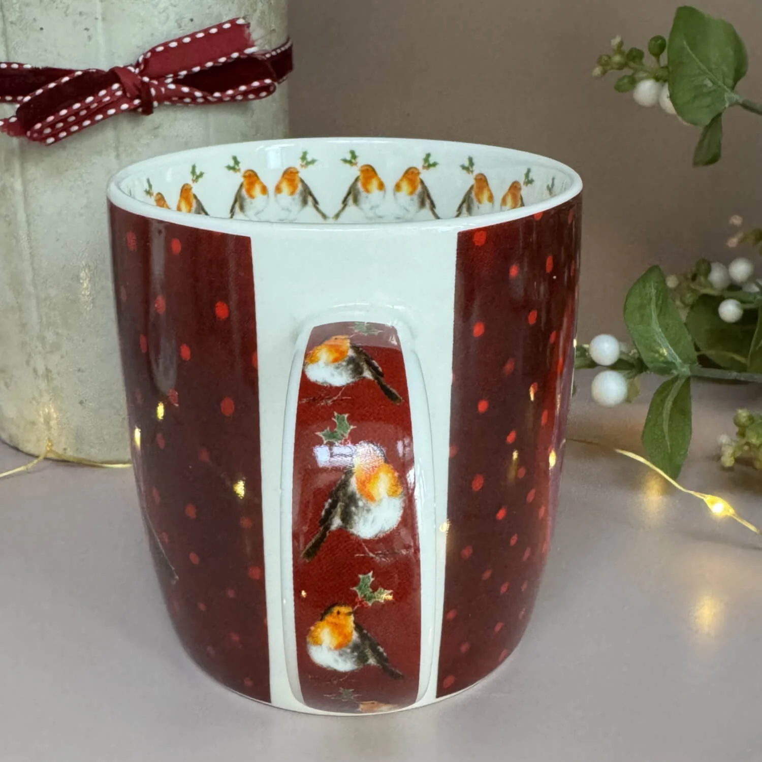 Alex Clark Christmas 400ml China Mug - Robin & Holly - Image 3