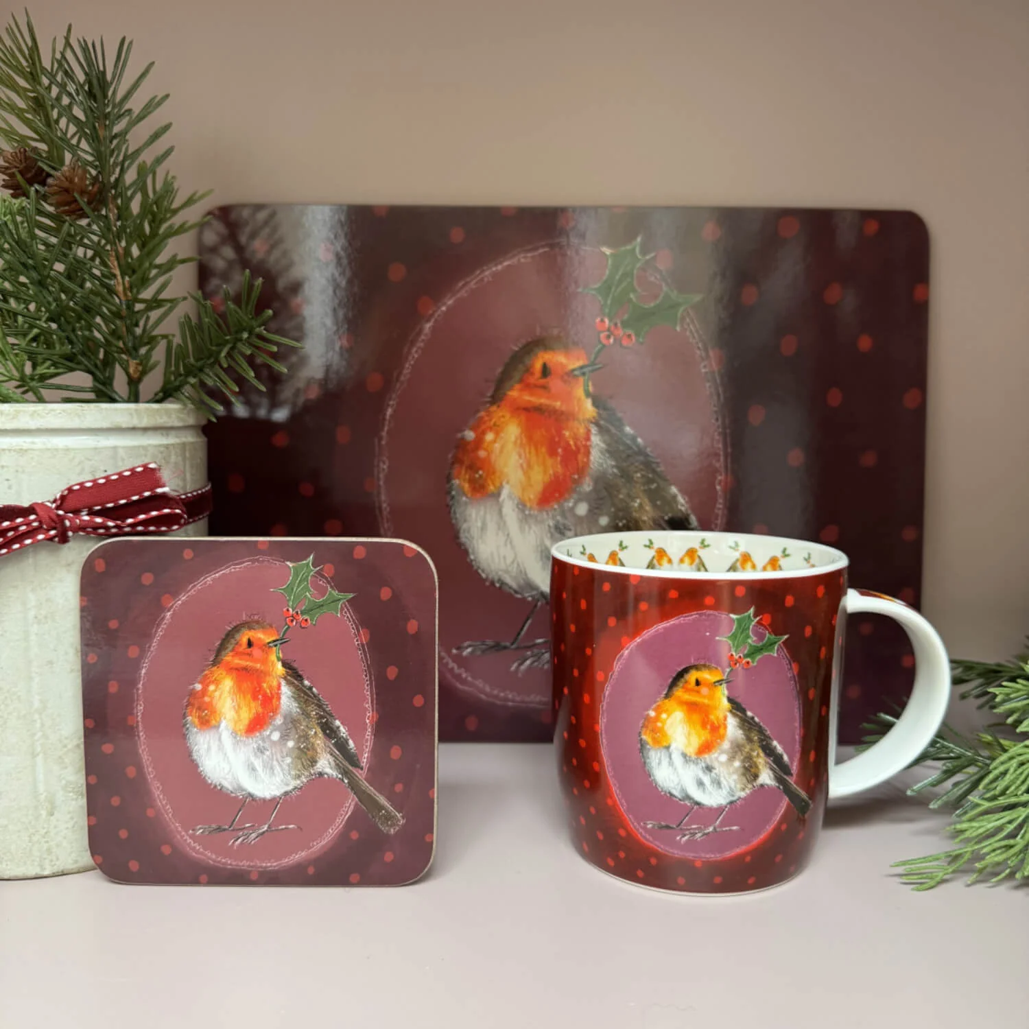 Alex Clark Christmas 400ml China Mug - Robin & Holly - Image 5