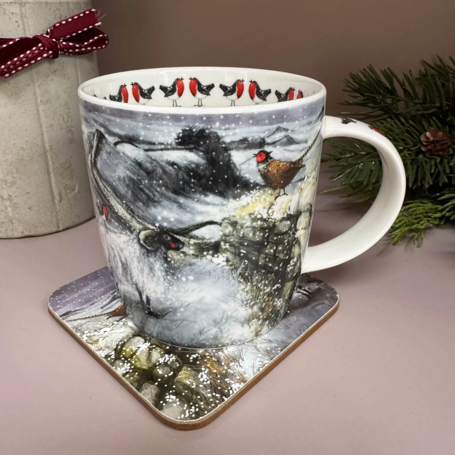 Alex Clark Christmas 400ml China Mug - Snowfall on the Wall - Image 4