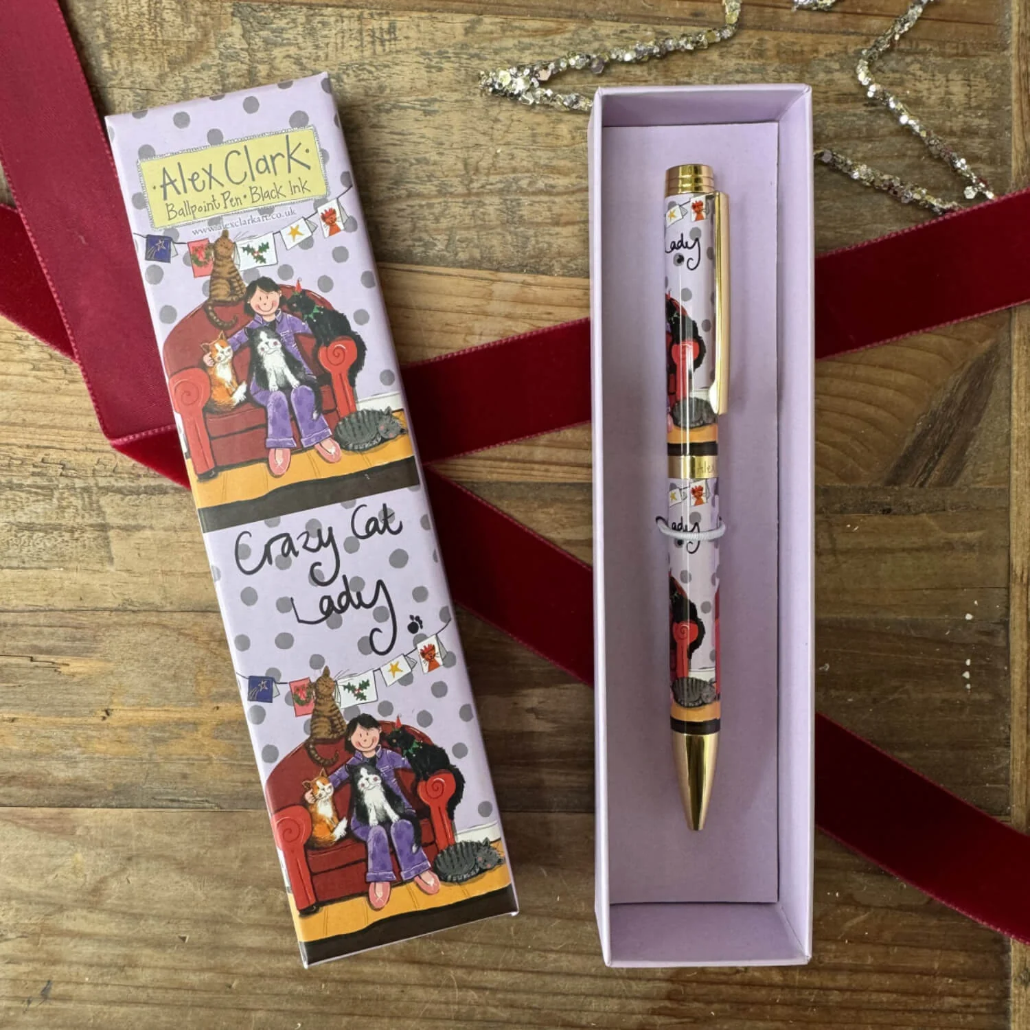 Alex Clark Christmas Ballpoint Pen - Crazy Cat Lady - Image 3