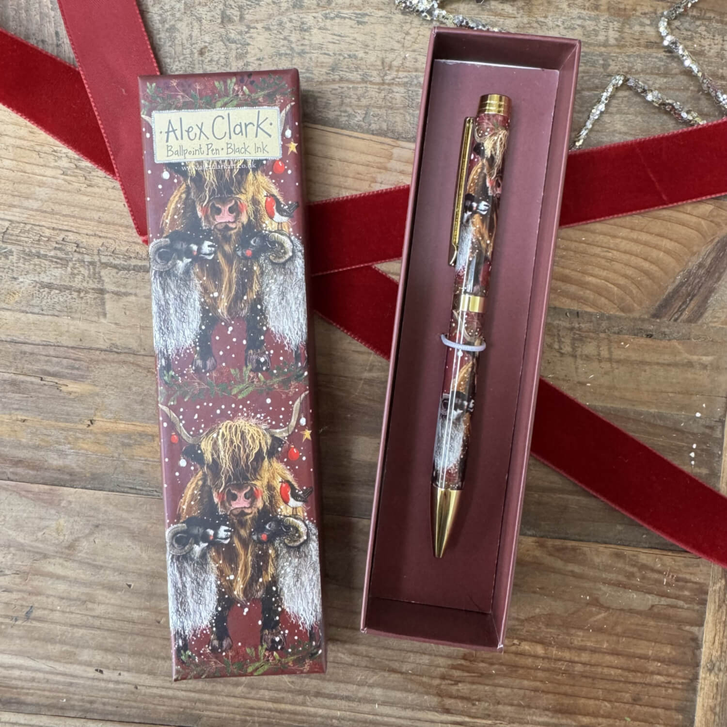Alex Clark Christmas Ballpoint Pen - Sheep & Highland Cow - Image 3