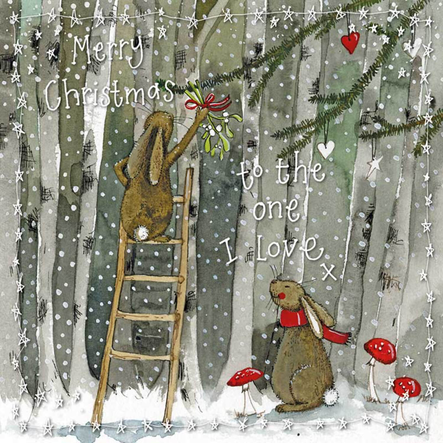 Alex Clark Christmas Card - To The One I Love - Rabbits - Image 2