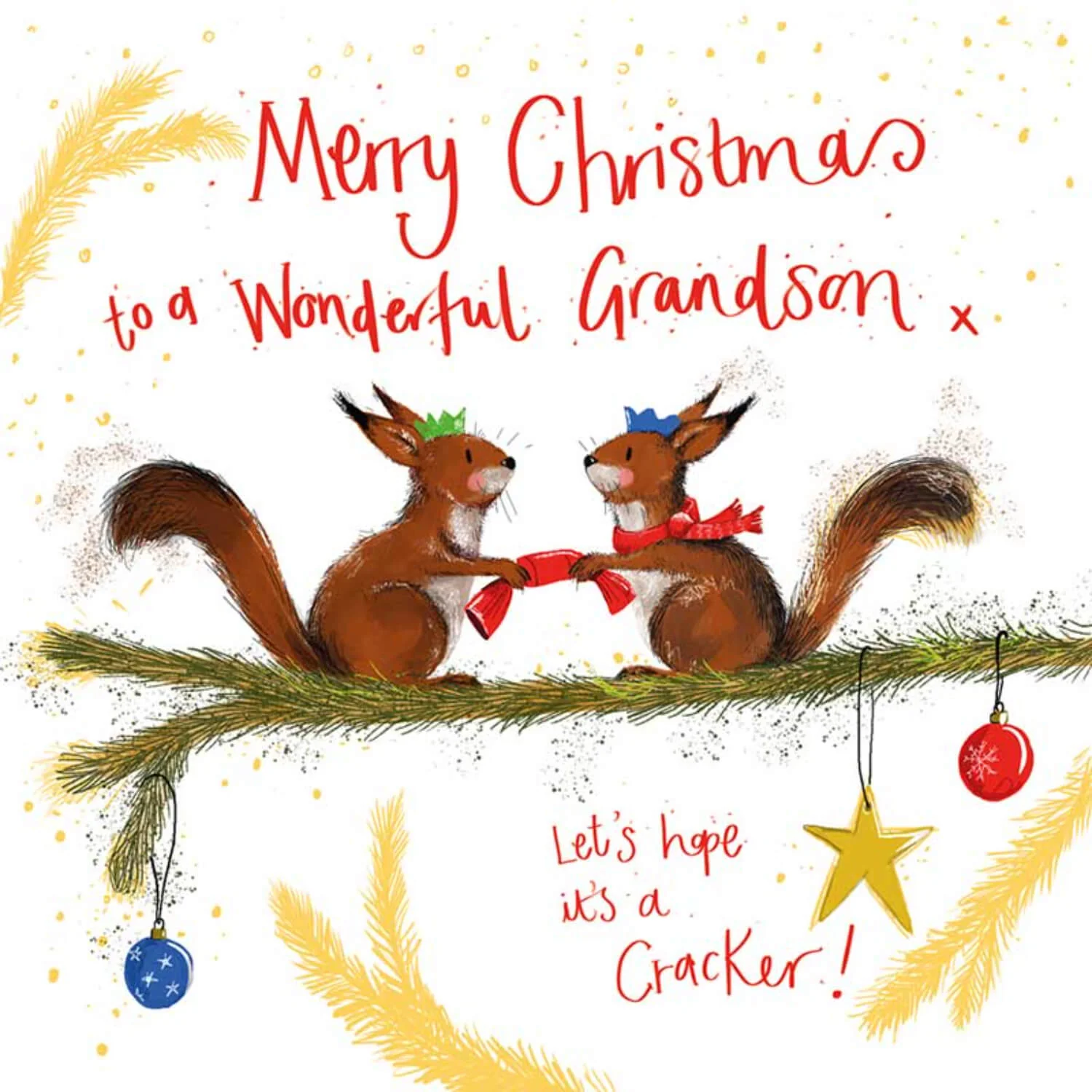 Alex Clark Christmas Card - Wonderful Grandson - Squirrels - Image 2