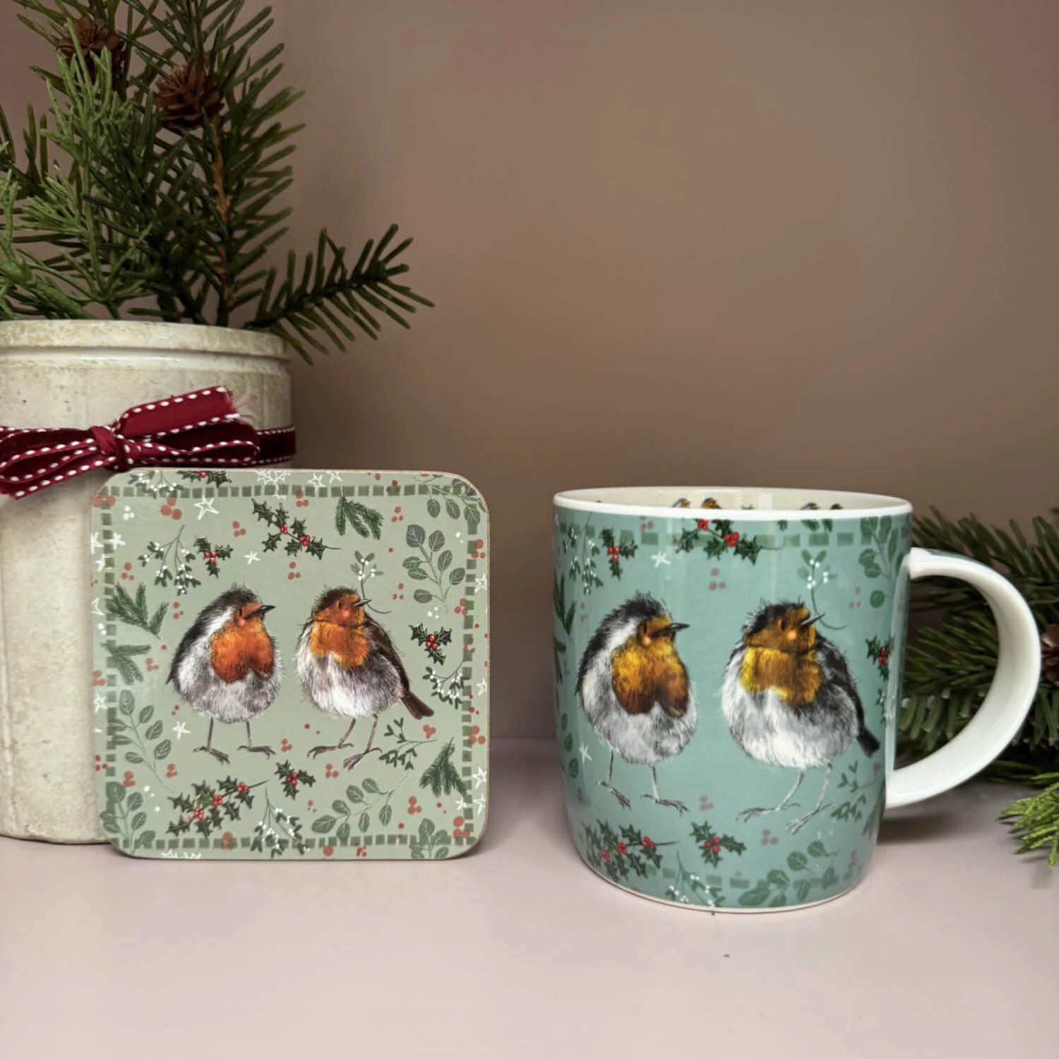 Alex Clark Christmas Coaster - Christmas Robins - Image 2