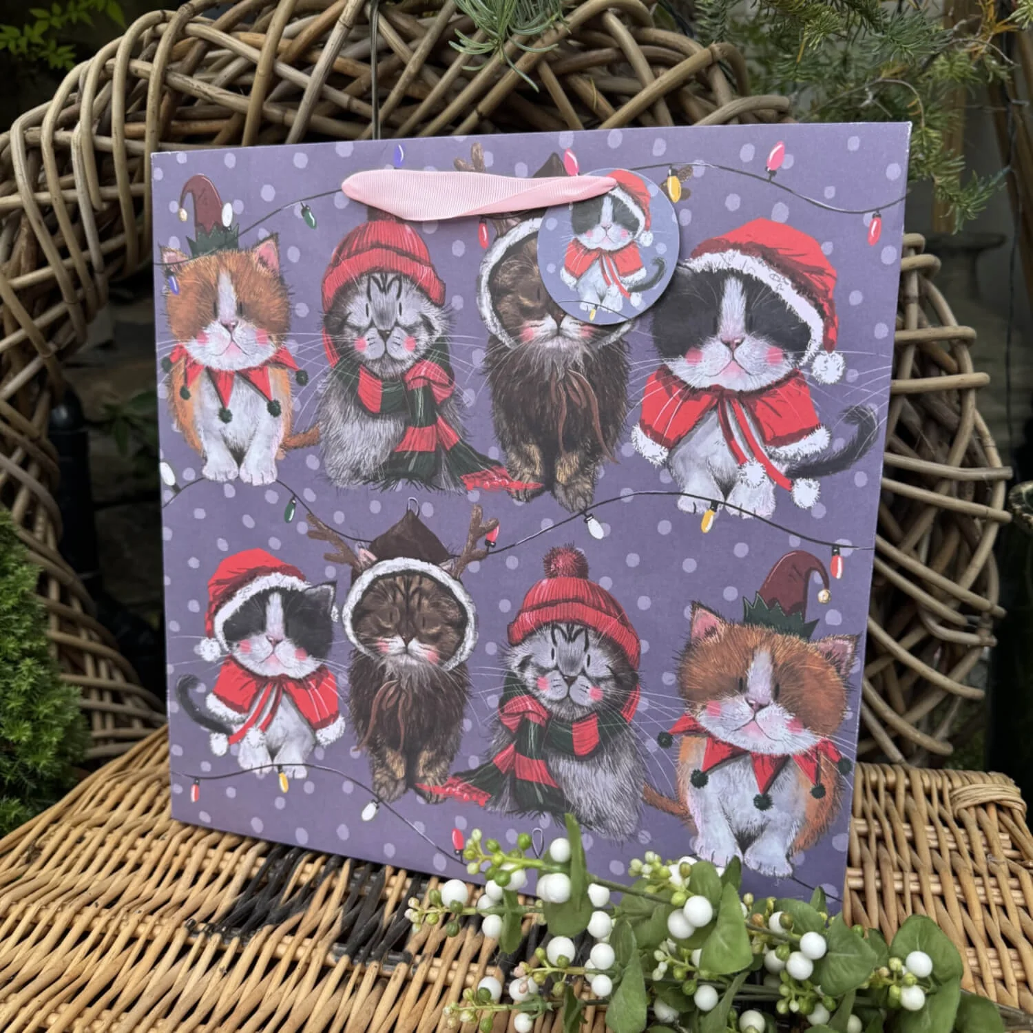 Alex Clark Christmas Large Gift Bag - Cats