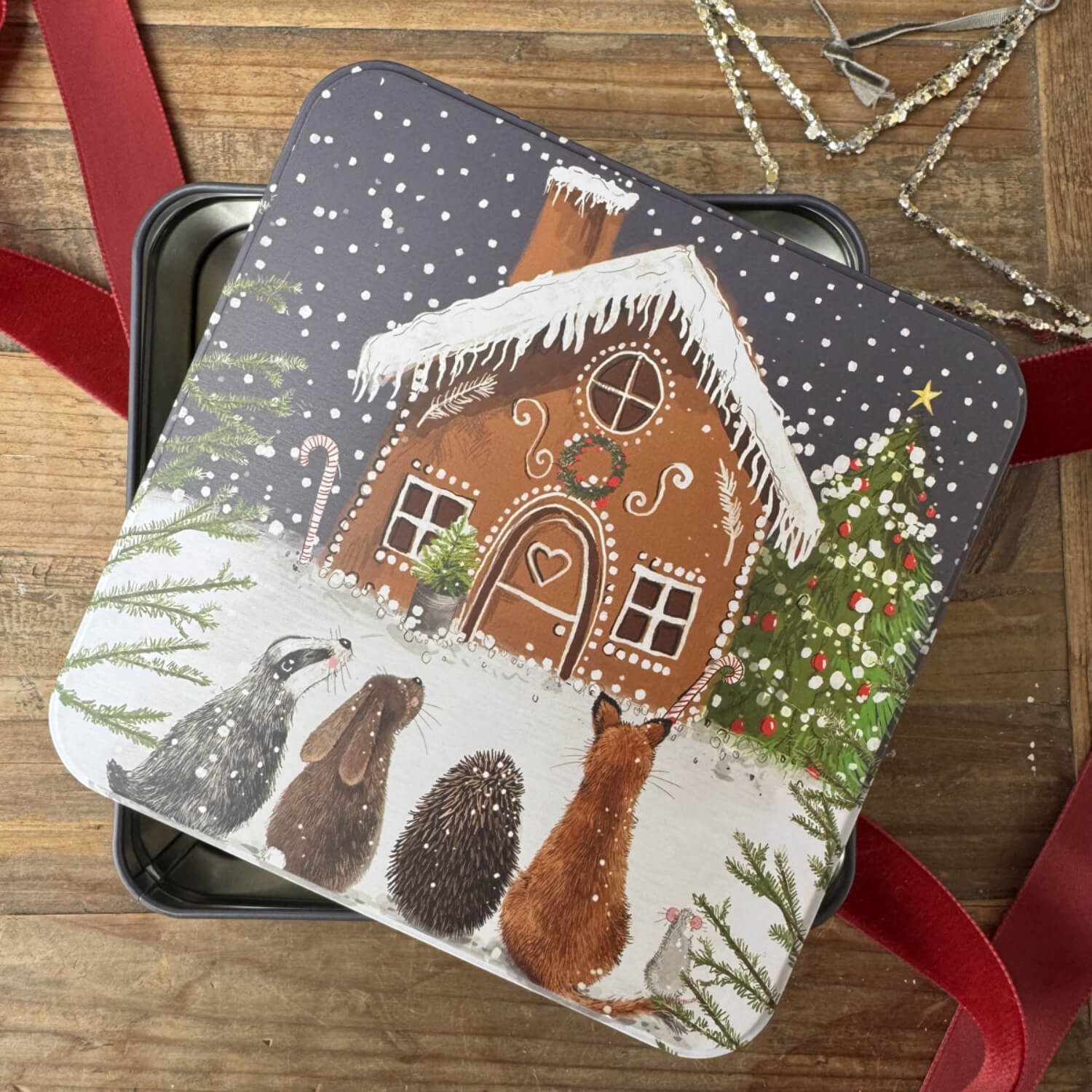 Alex Clark Christmas Large Square Tin - Gingerbread House - Image 2