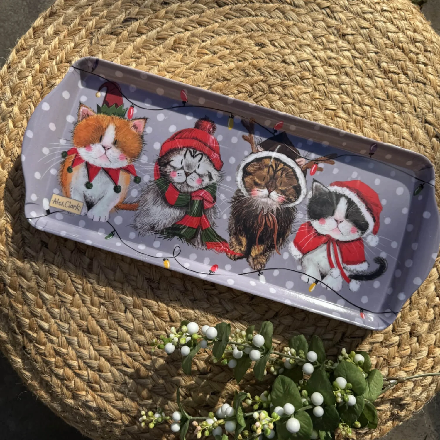Alex Clark Christmas Melamine Medium Tray - Christmas Cats