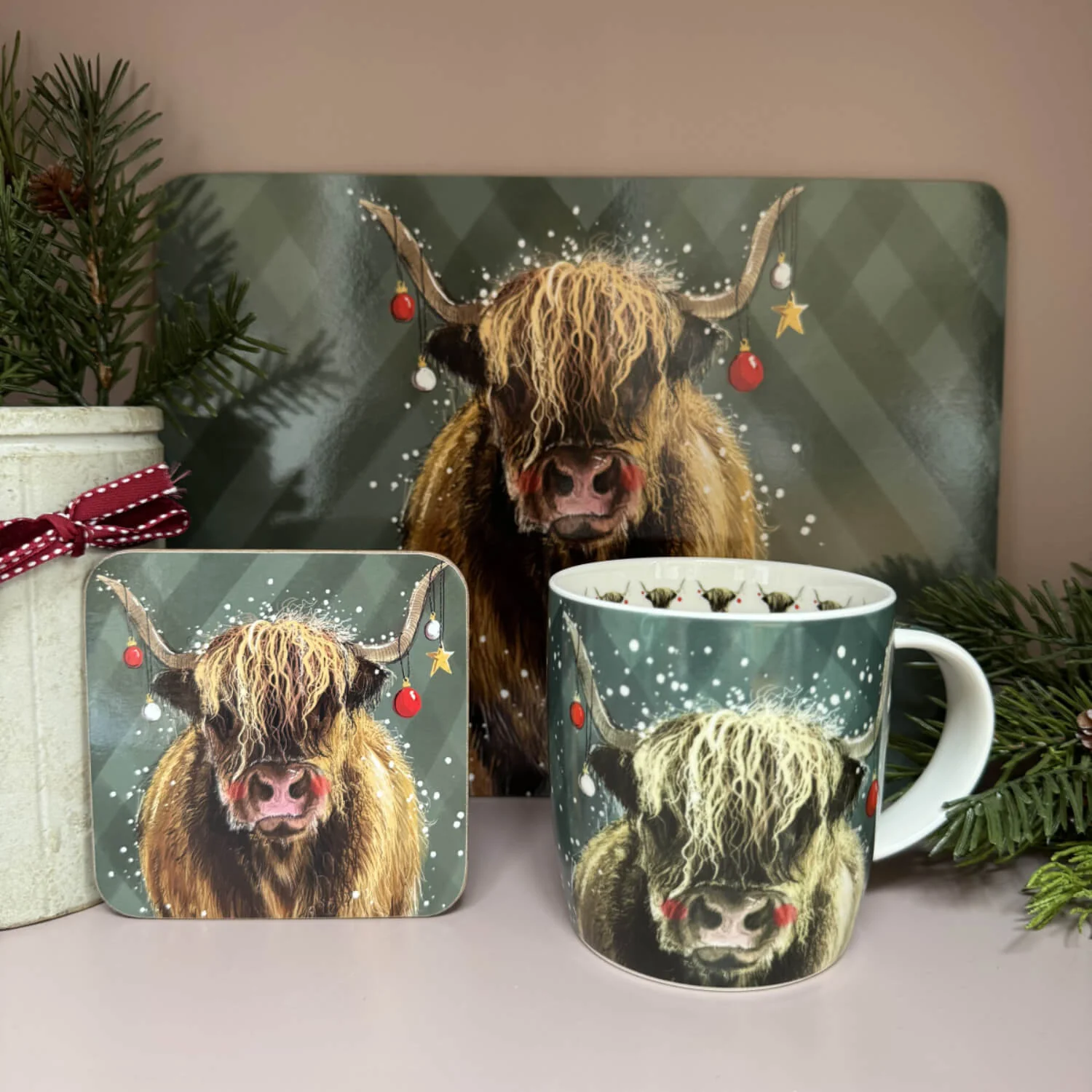 Alex Clark Christmas Placemat - Highland Cow - Image 2