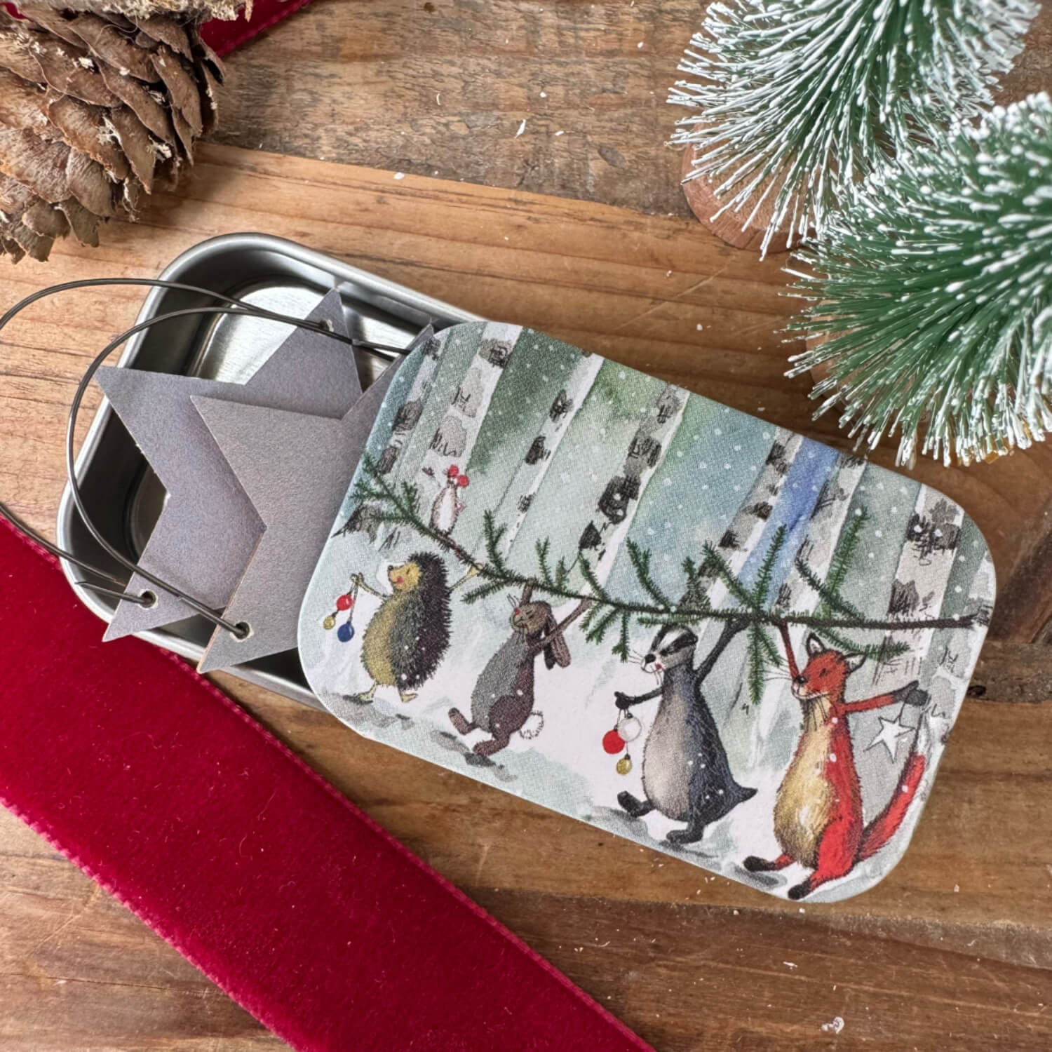 Alex Clark Christmas Small Sliding Tin - Festive Forest Friends - Image 2