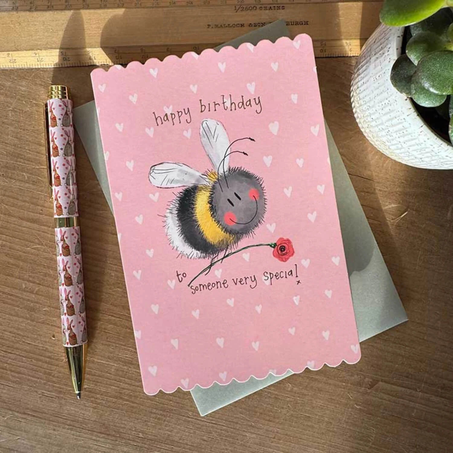 Alex Clark Doodles Card - Birthday - Bee & Flower - Image 2