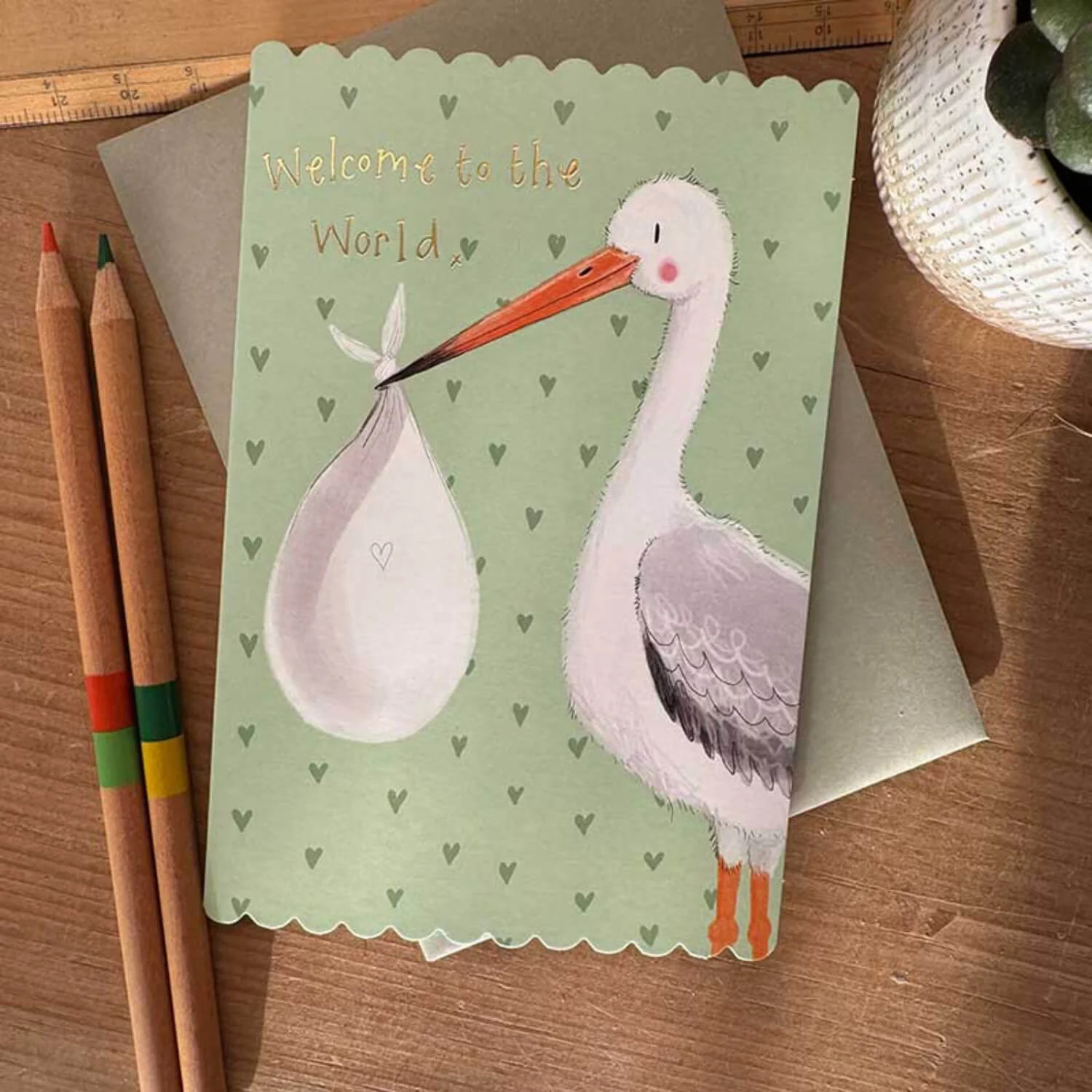 Alex Clark Doodles Card - New Baby - Stork - Image 3