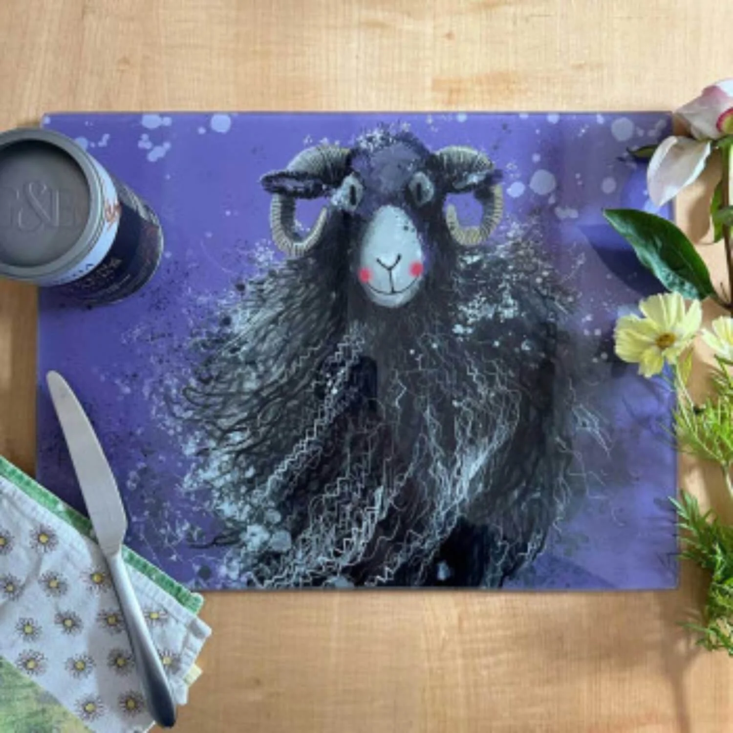 Alex Clark Glass Worktop Saver - Sheep