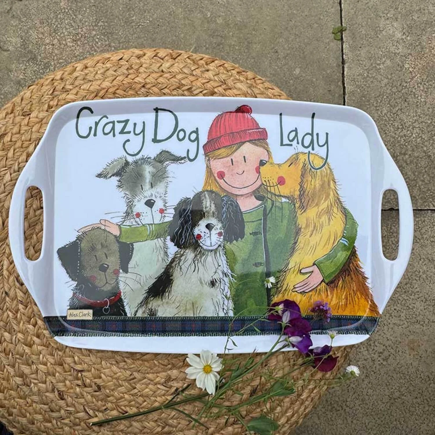 Alex Clark Melamine Large Tray - Crazy Dog Lady
