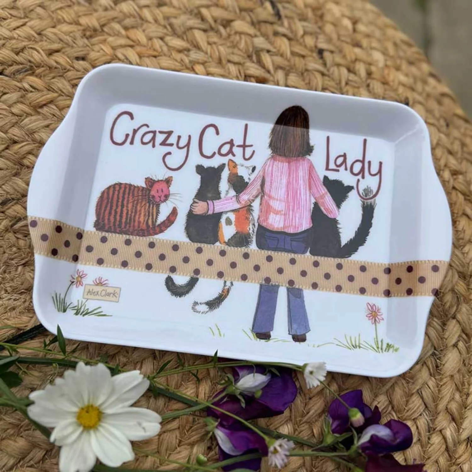 Alex Clark Melamine Small Tray - Crazy Cat Lady