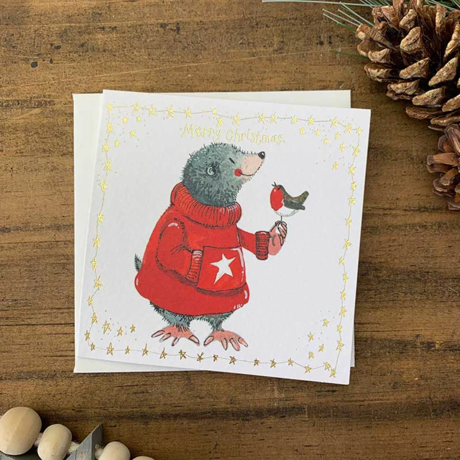 Alex Clark Pack Of 10 Little Foiled Luxury Christmas Cards - Mole & Robin - Image 2