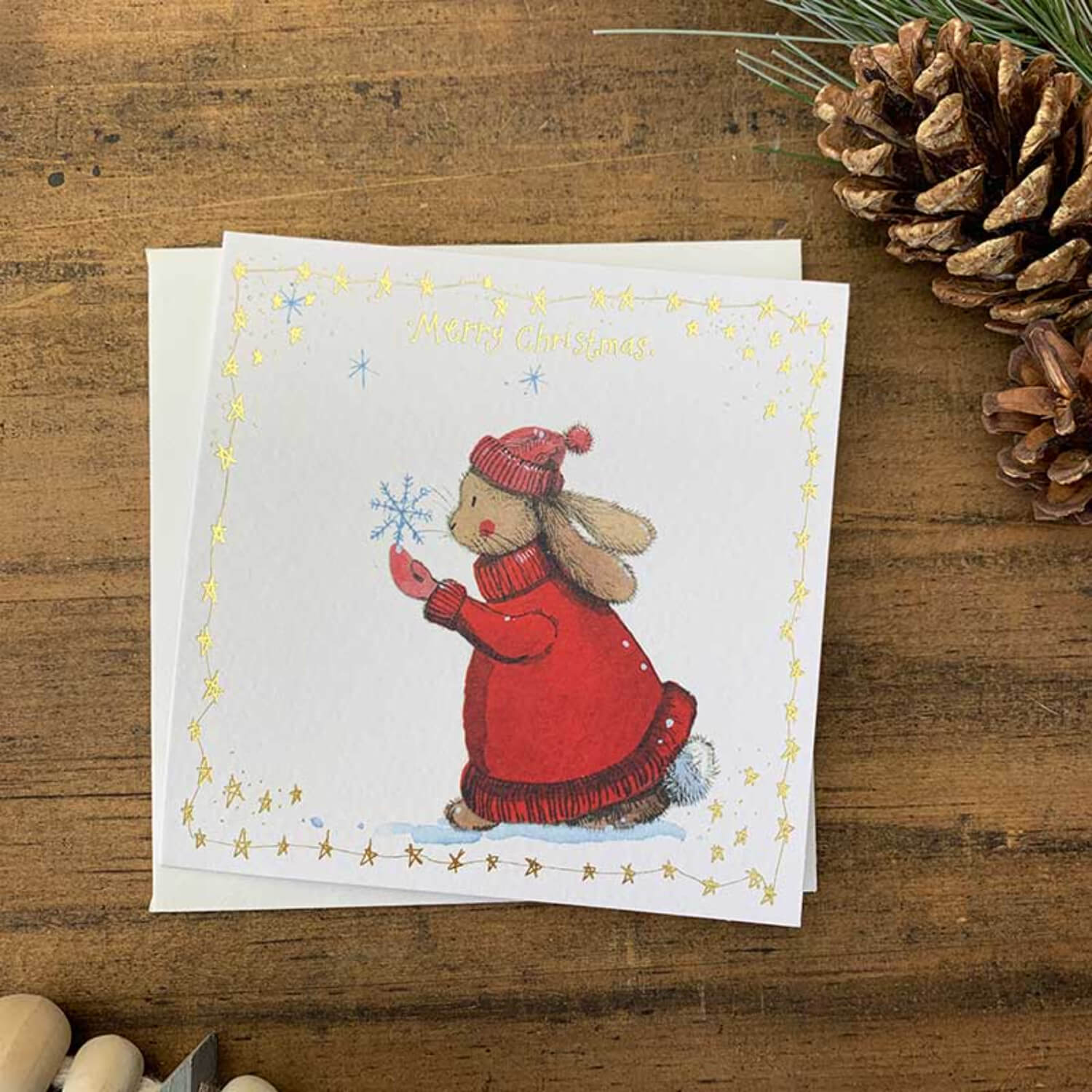 Alex Clark Pack Of 10 Little Foiled Luxury Christmas Cards - Rabbit & Snowflake - Image 2