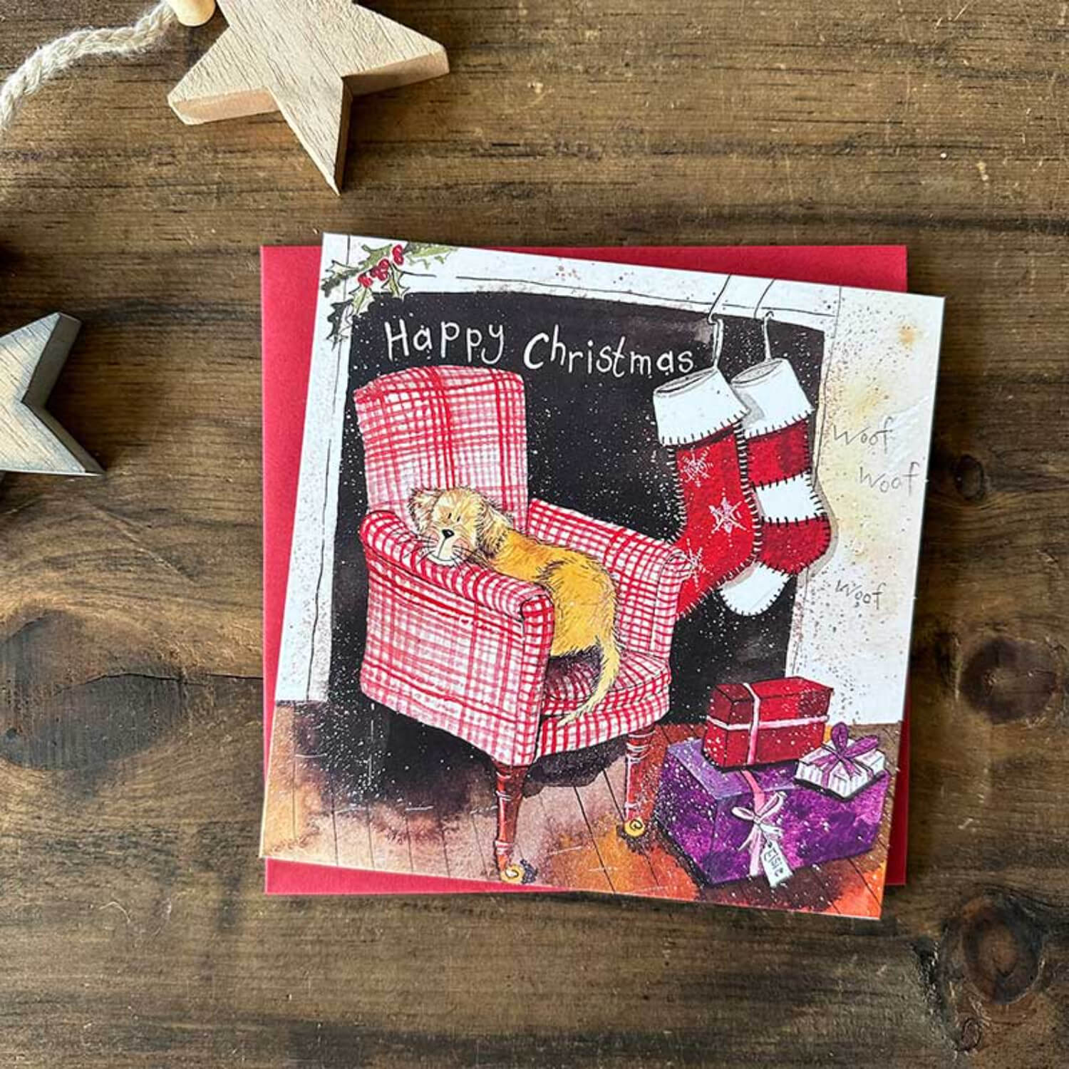 Alex Clark Pack Of 8 Christmas Cards - Happy Christmas - Dog & Armchair - Image 2