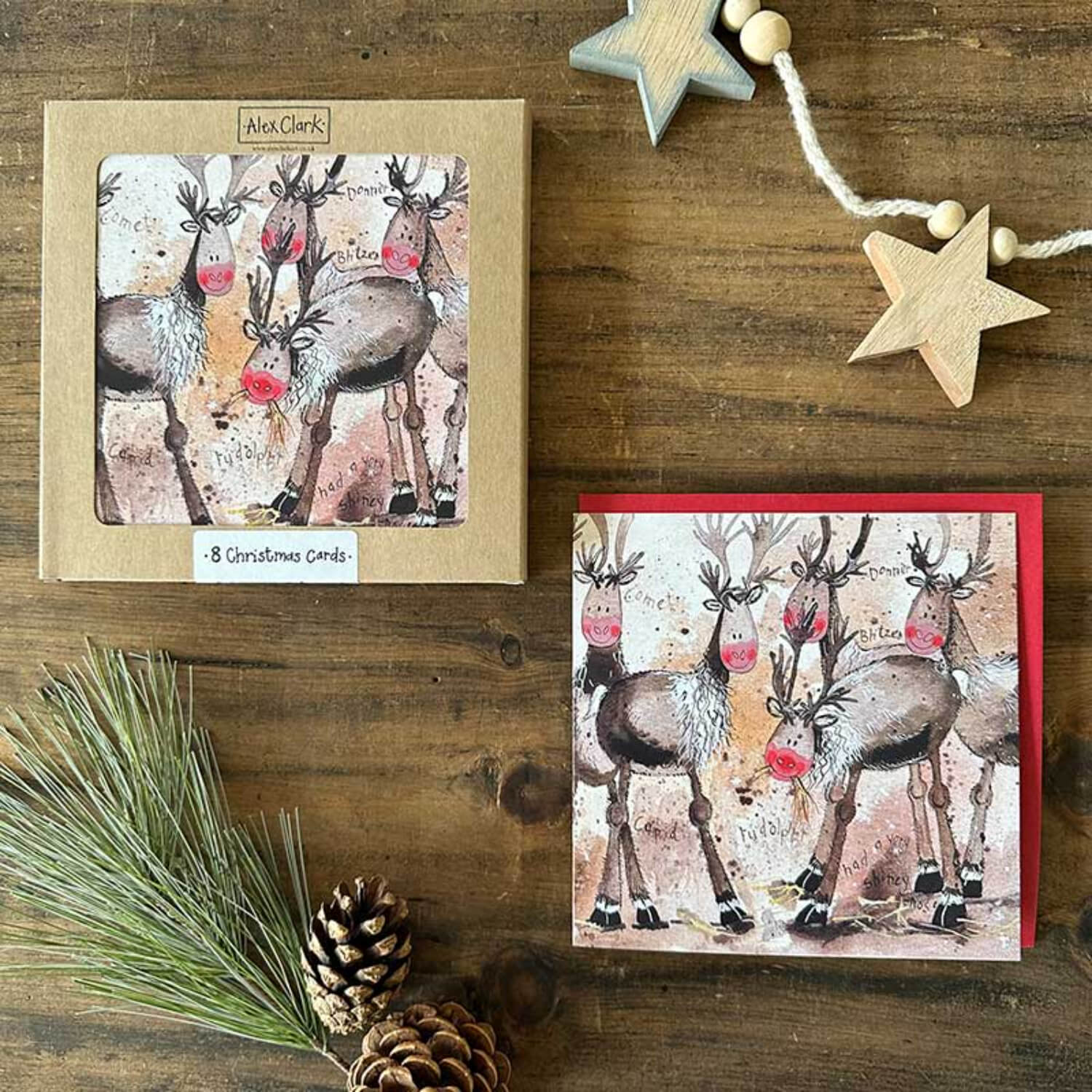 Alex Clark Pack Of 8 Christmas Cards - Reindeer Herd - Image 4