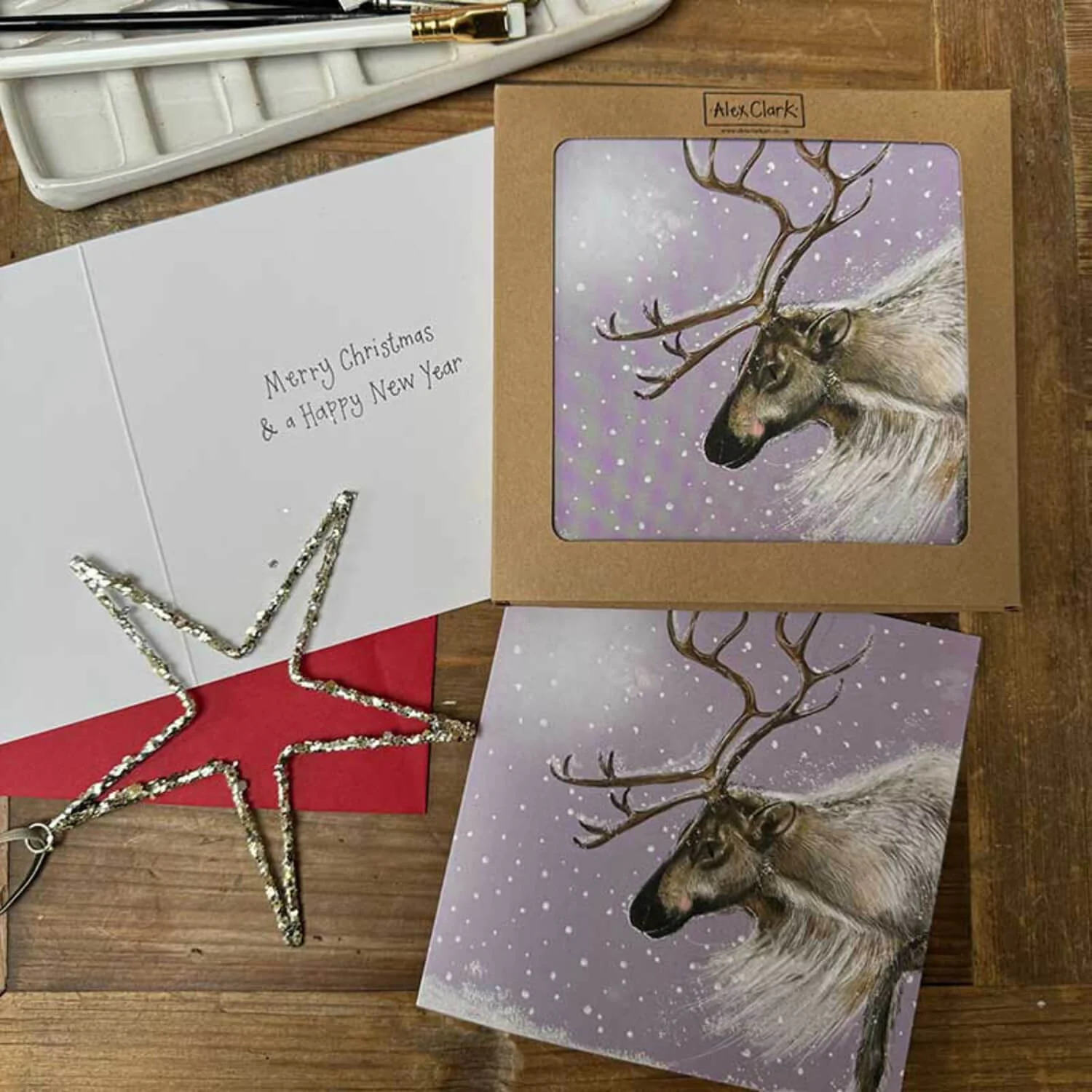 Alex Clark Pack Of 8 Christmas Cards - Reindeer - Image 4