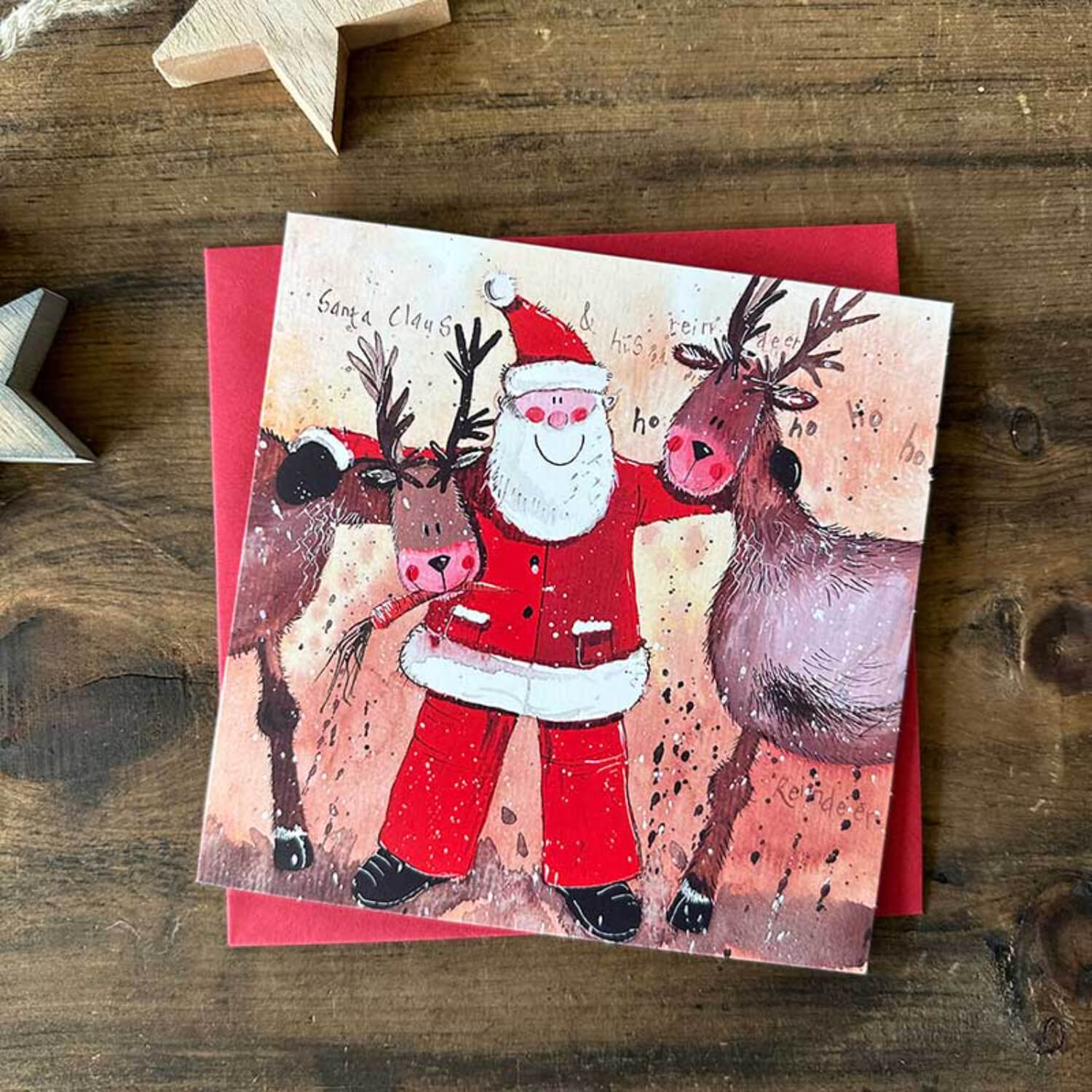 Alex Clark Pack Of 8 Christmas Cards -  Santa & Reindeer - Image 2