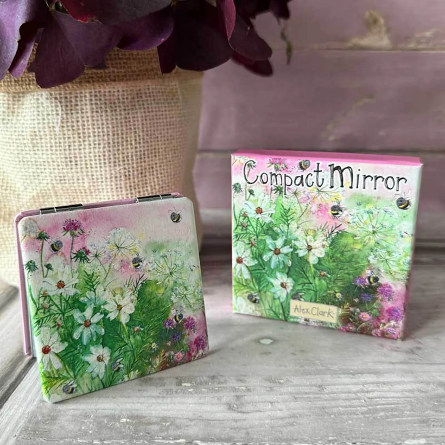 Alex Clark Vegan Leather Compact Mirror - Bees In Summer - Image 2