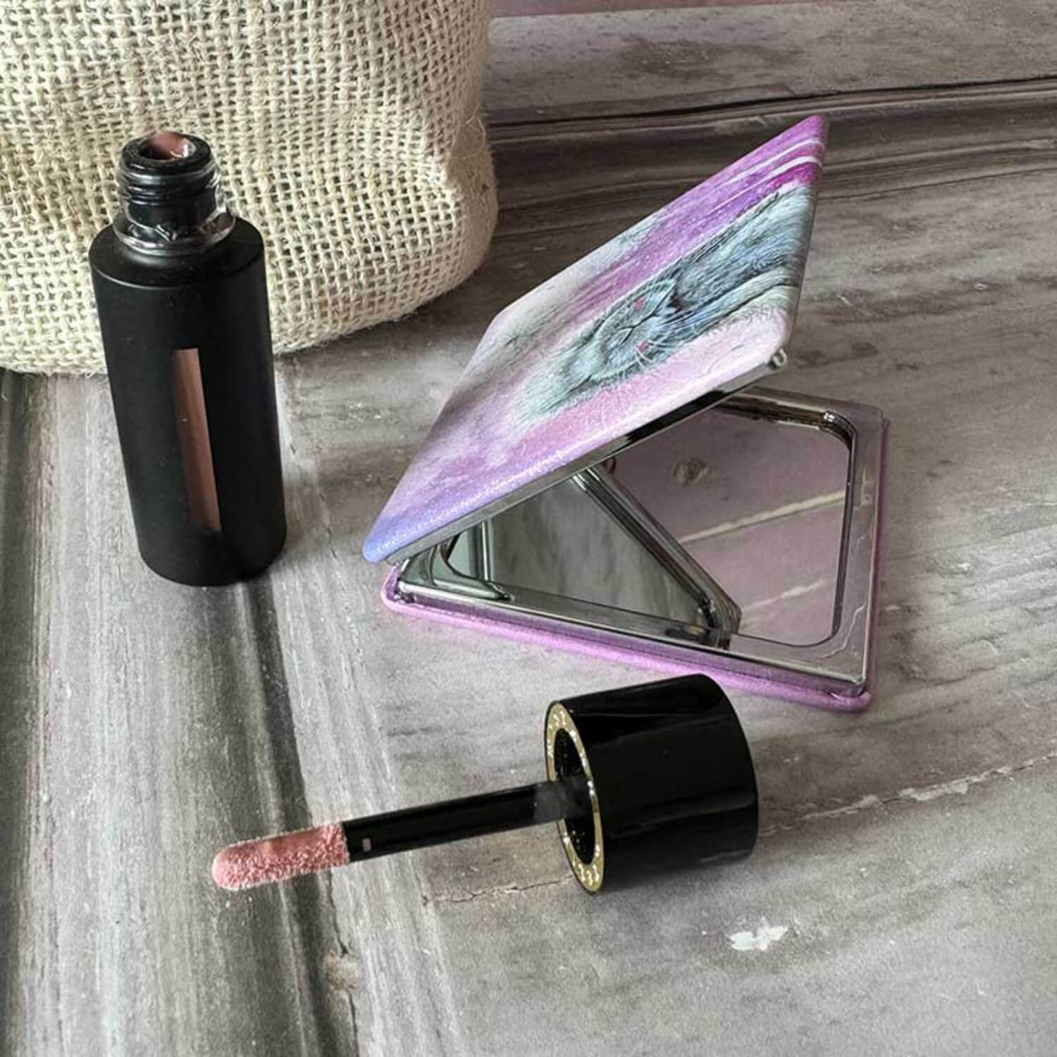 Alex Clark Vegan Leather Compact Mirror - Misty - Image 2
