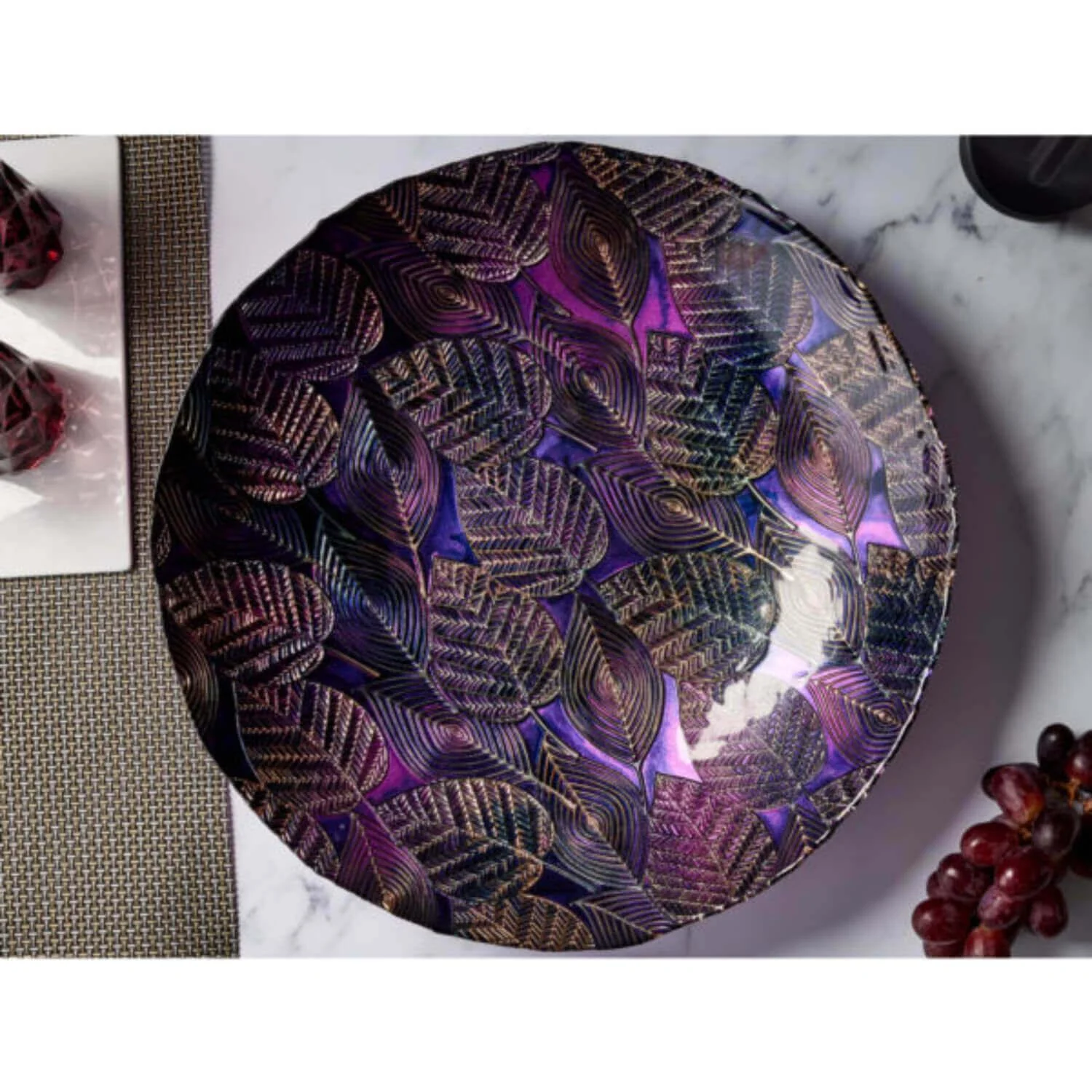 Anton Studio Designs Glass Autumnal Amethyst Bowl - 40cm - Image 3