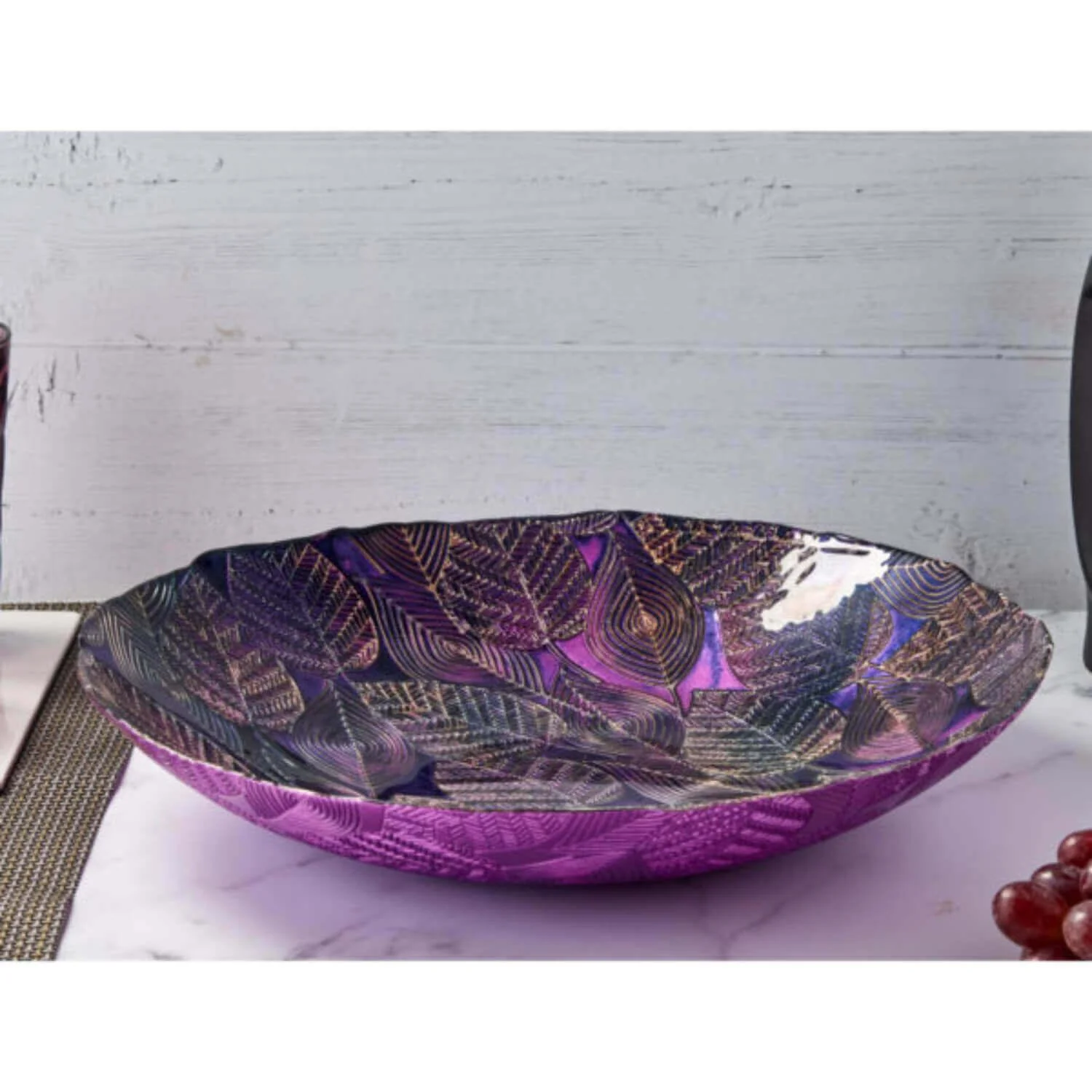 Anton Studio Designs Glass Autumnal Amethyst Bowl - 40cm - Image 4
