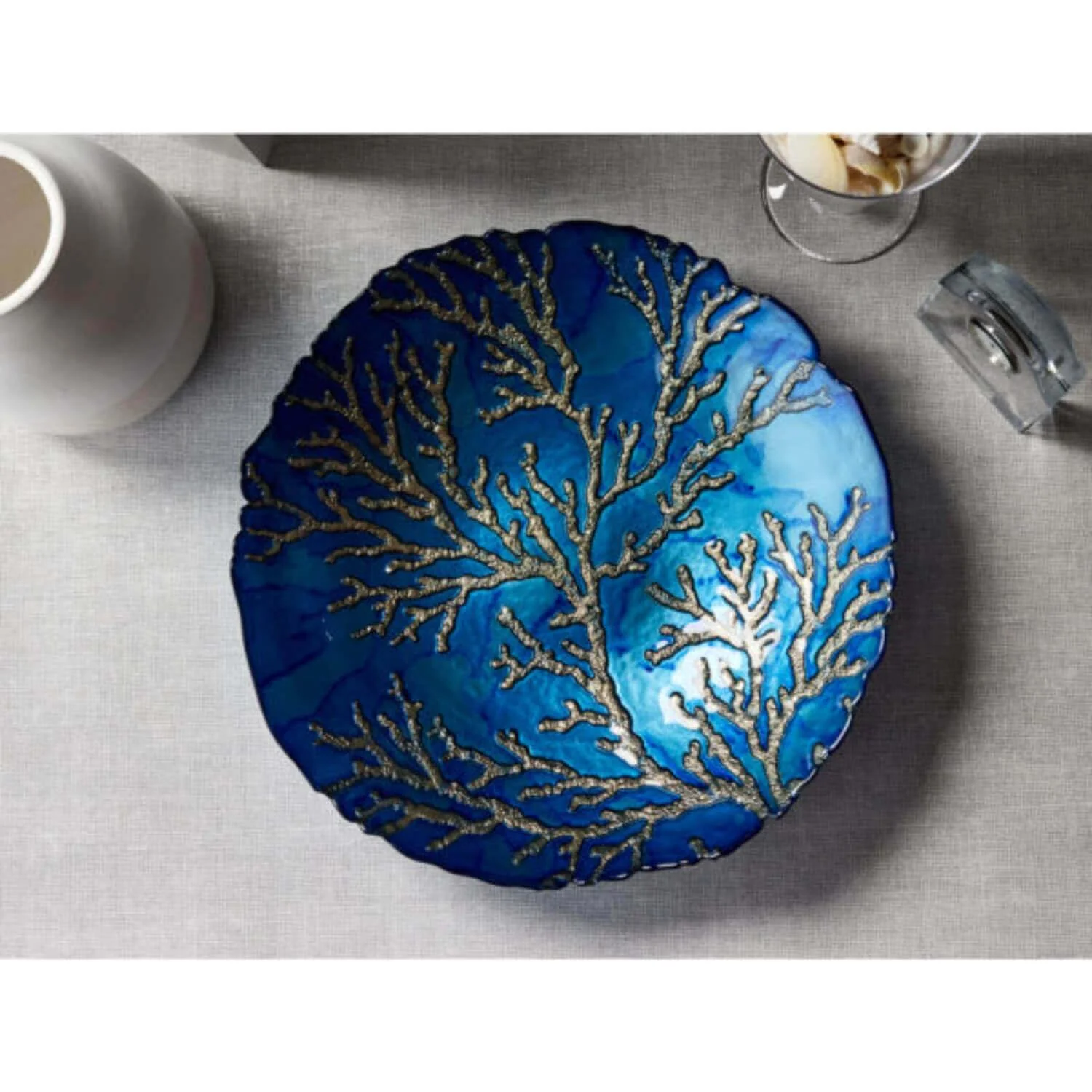 Anton Studio Designs Glass Gold Coral Bowl - 32cm - Image 3