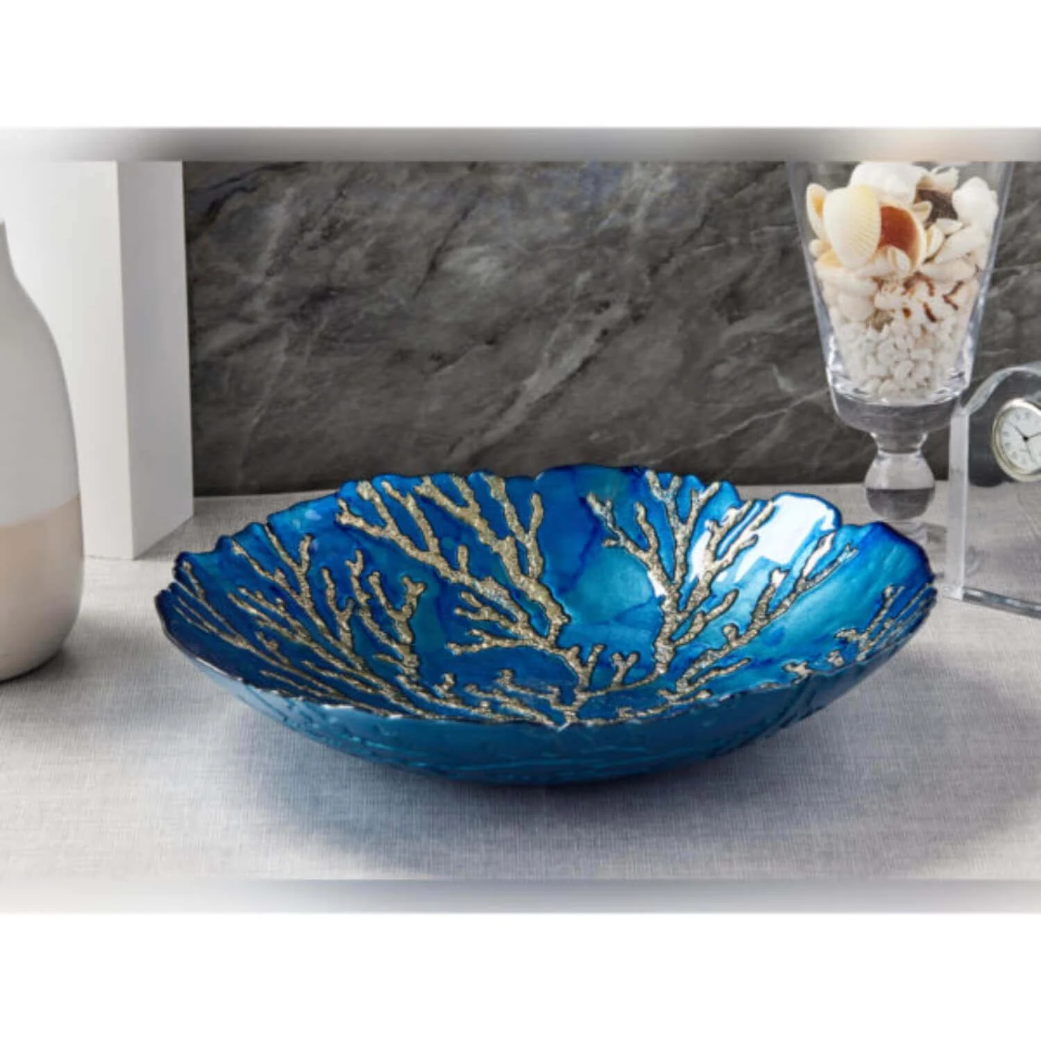 Anton Studio Designs Glass Gold Coral Bowl - 32cm - Image 4