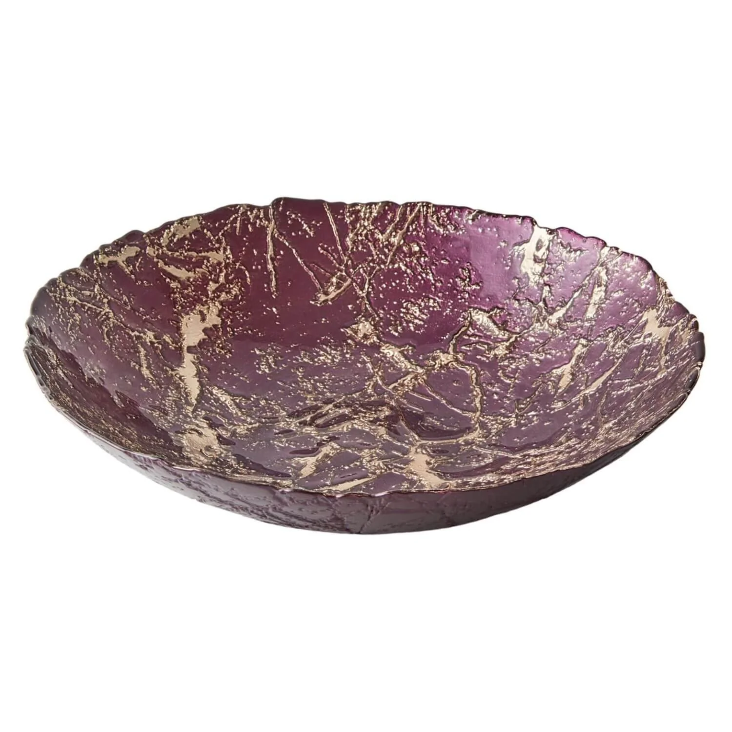 Anton Studio Designs Gold Marble Glass Round Bowl - 33cm - Image 2
