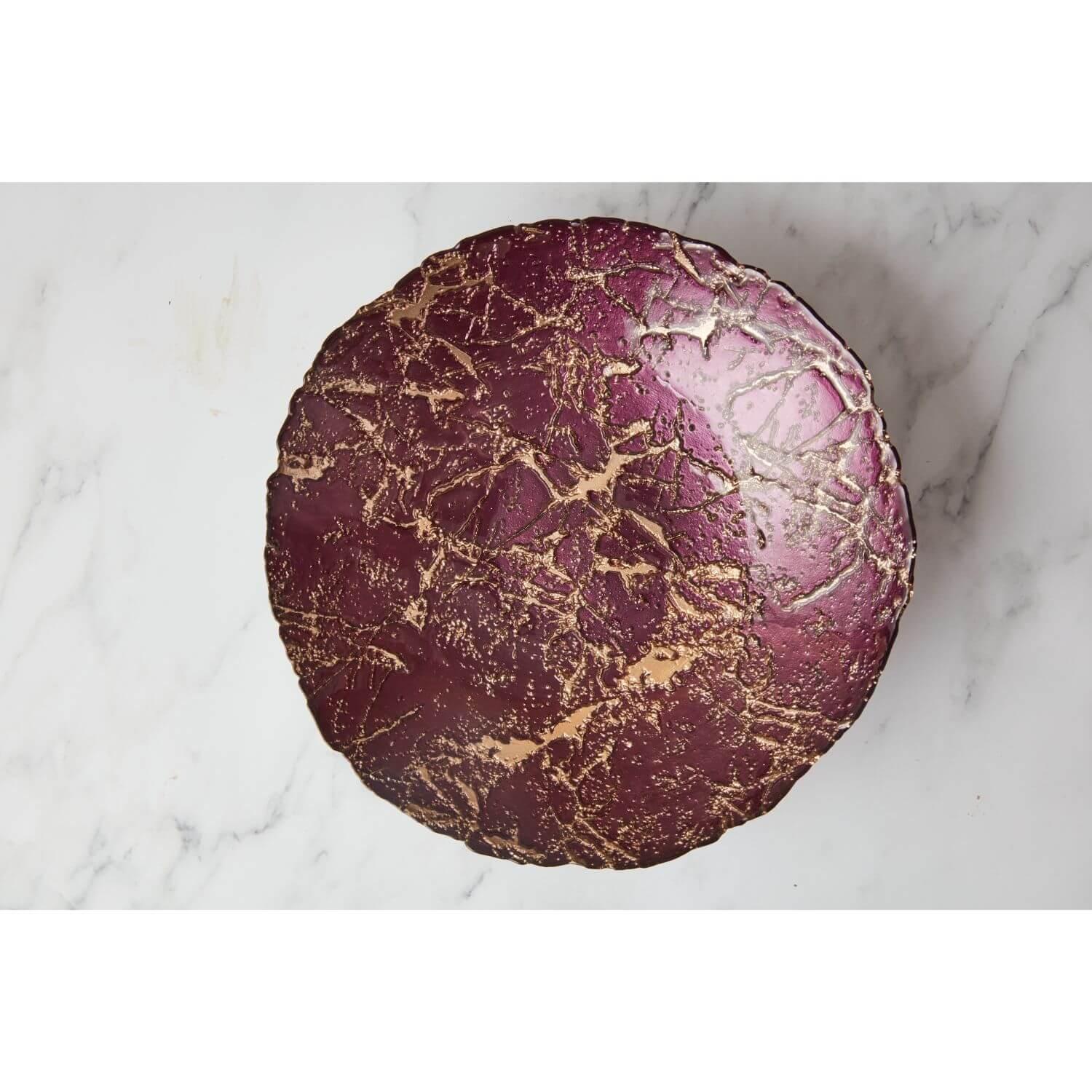 Anton Studio Designs Gold Marble Glass Round Bowl - 33cm - Image 3