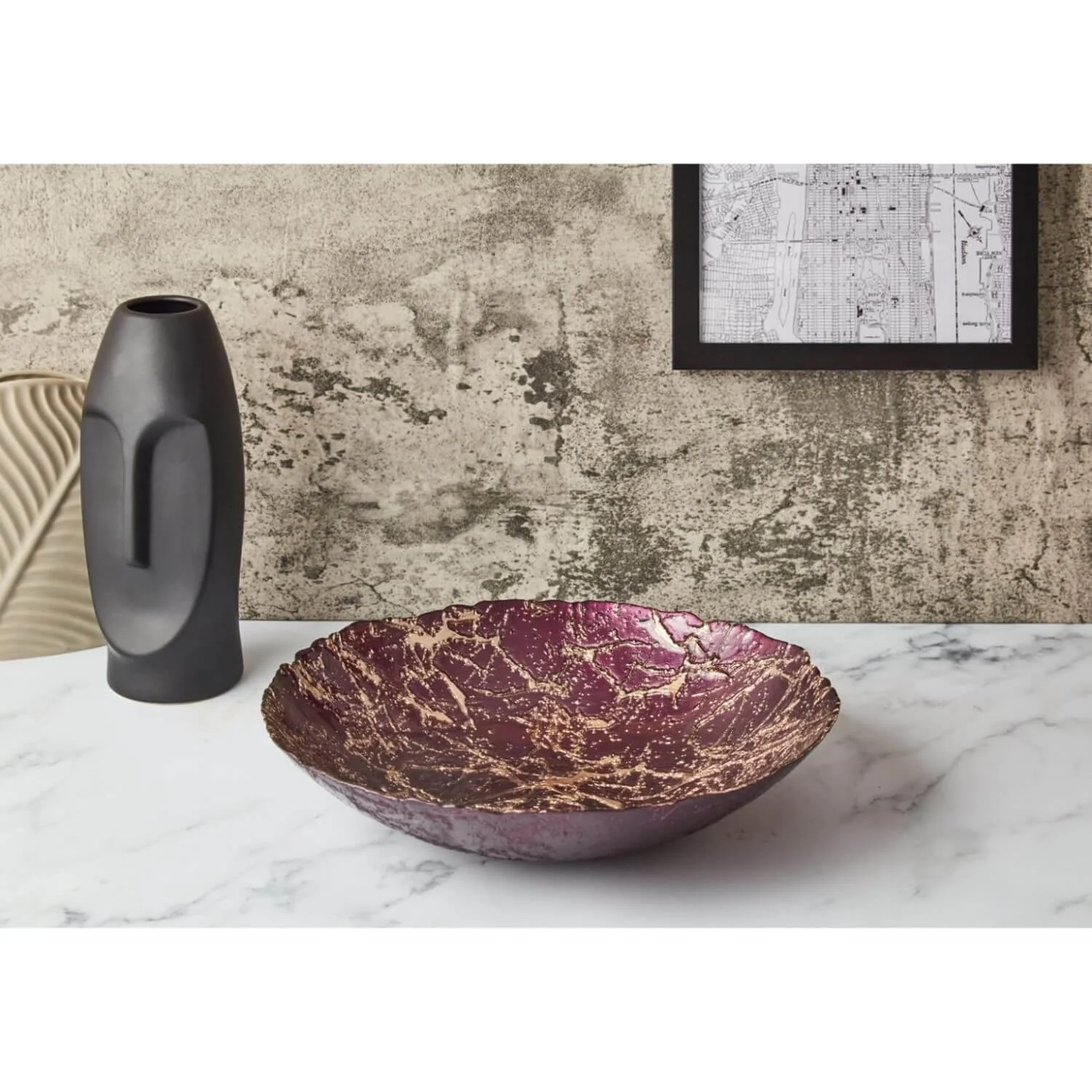 Anton Studio Designs Gold Marble Glass Round Bowl - 33cm - Image 4