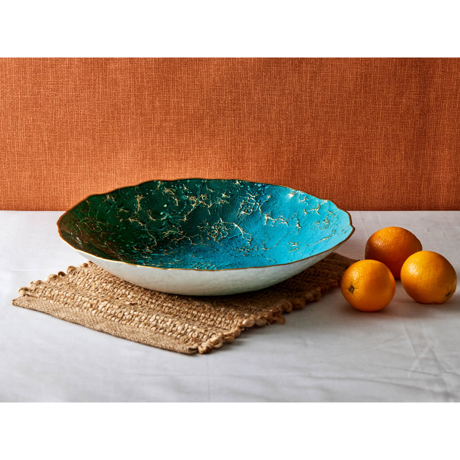Anton Studio Designs Marbled Lagoon Glass Bowl - 39.5cm - Image 4