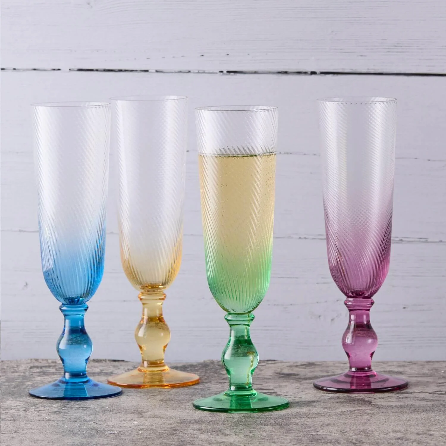 Anton Studios Design Swirl 4 Piece Champagne Glass Set - Image 8