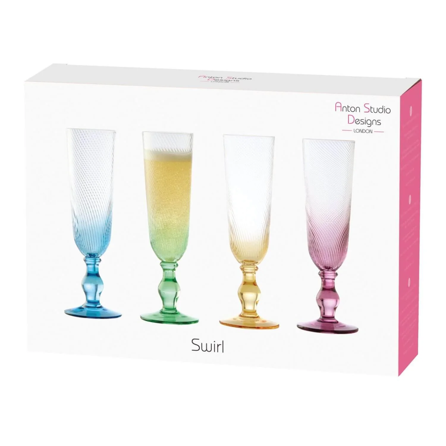 Anton Studios Design Swirl 4 Piece Champagne Glass Set - Image 9
